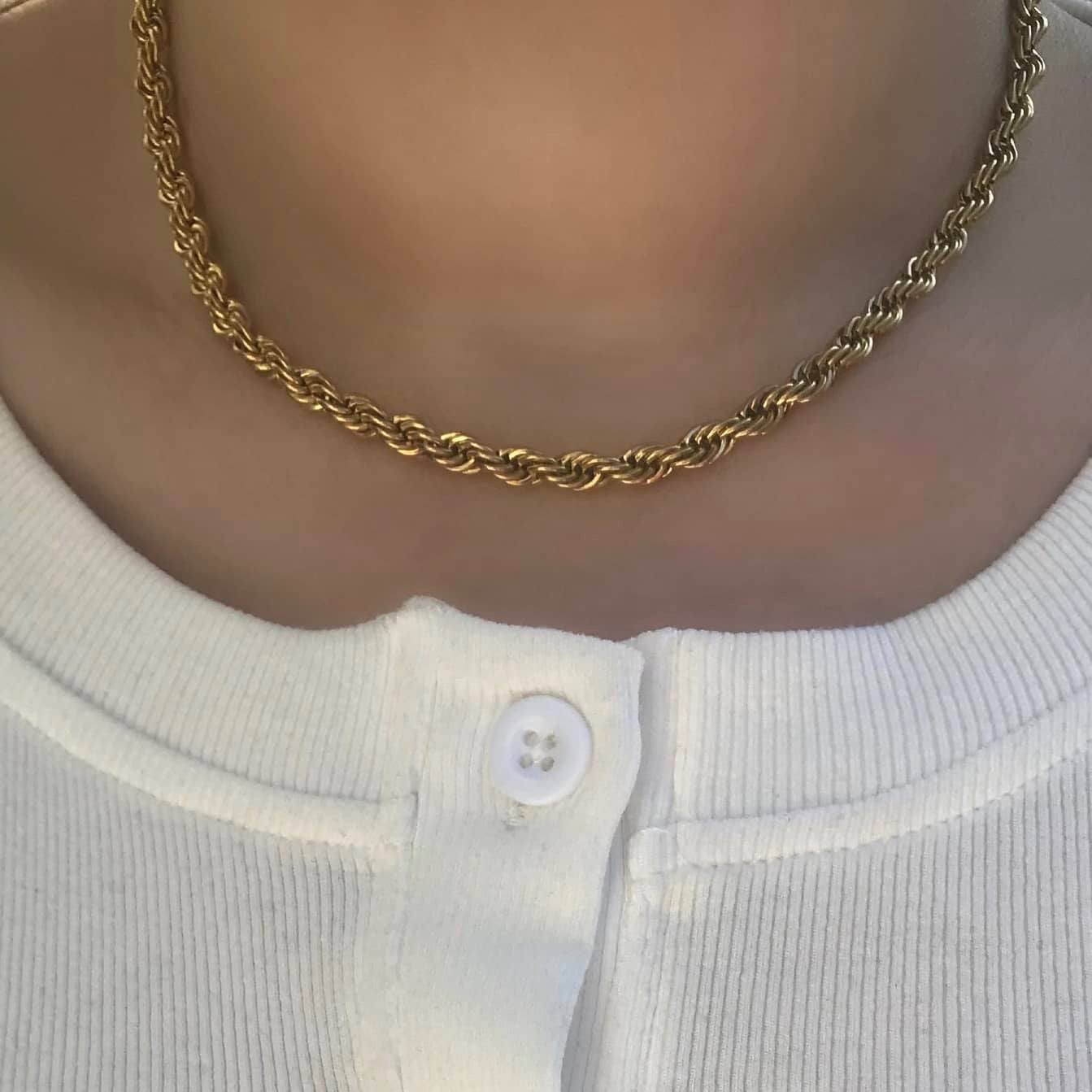 Gold Twist Rope Chain Necklace- 5mm