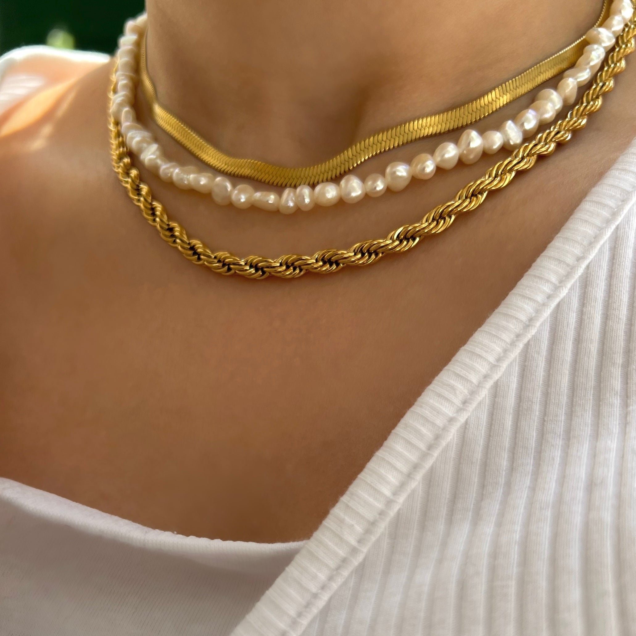 Gold Twist Rope Chain Necklace- 5mm