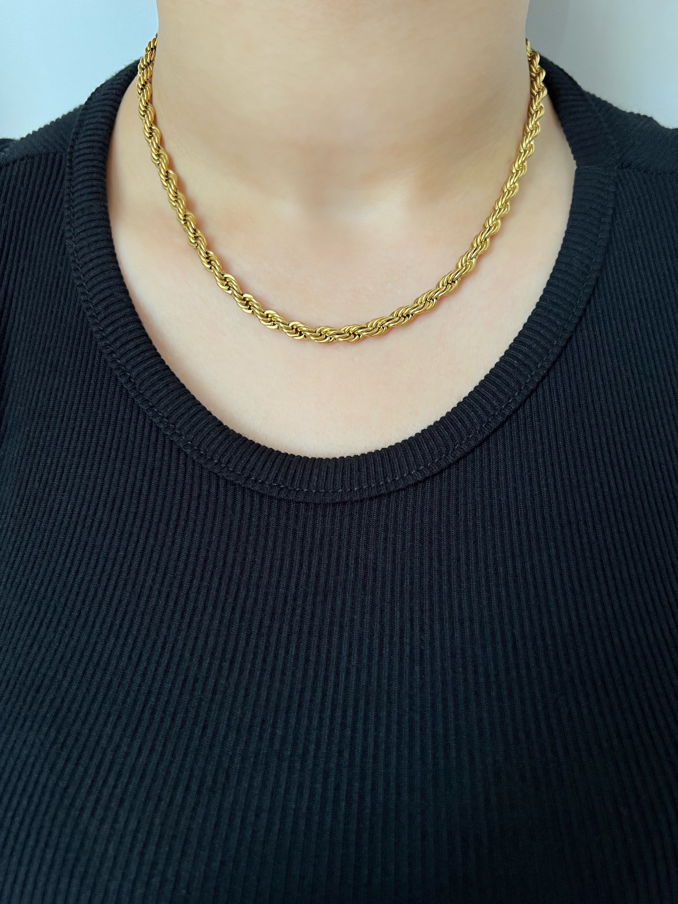 Gold Twist Rope Chain Necklace- 5mm