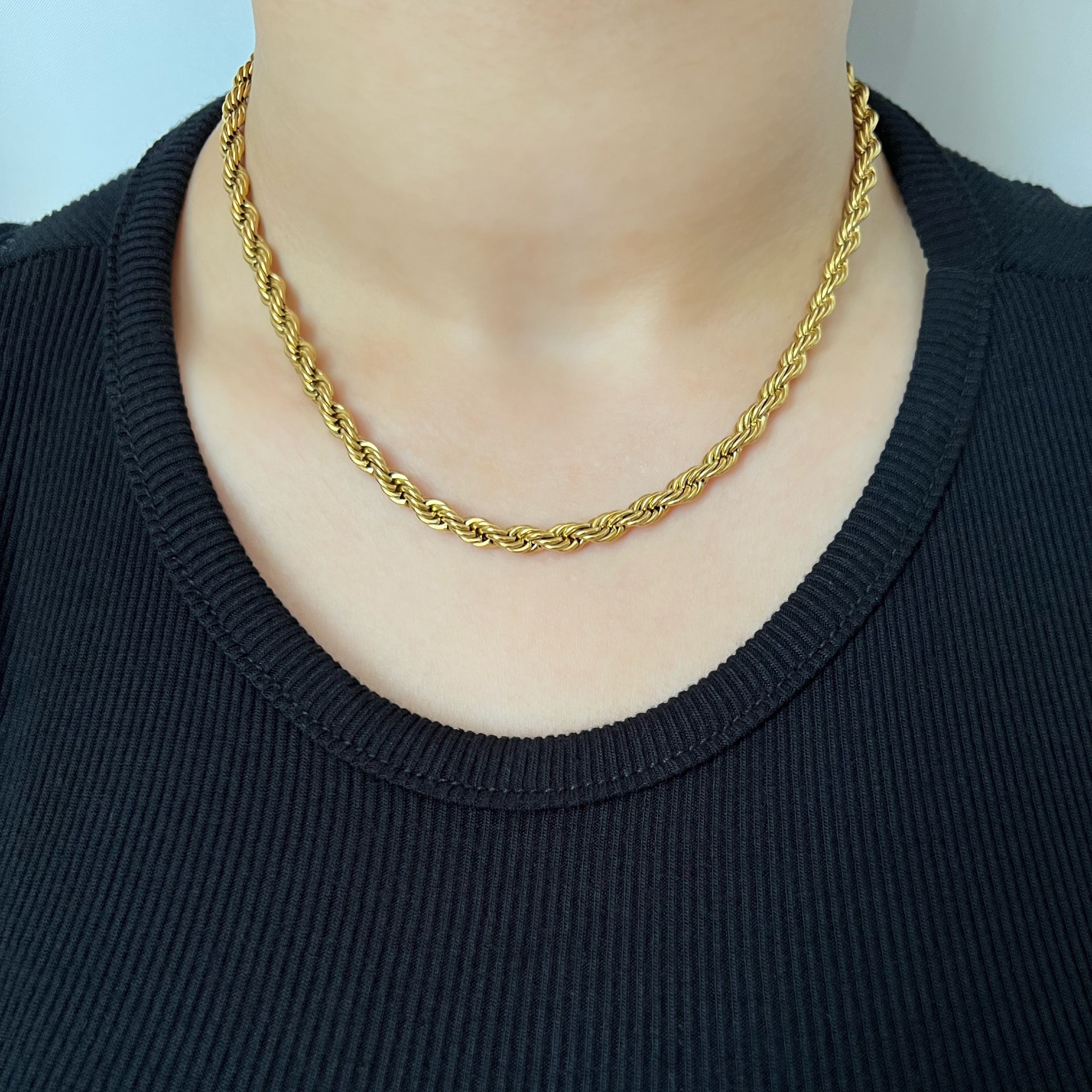 Gold Twist Rope Chain Necklace- 5mm