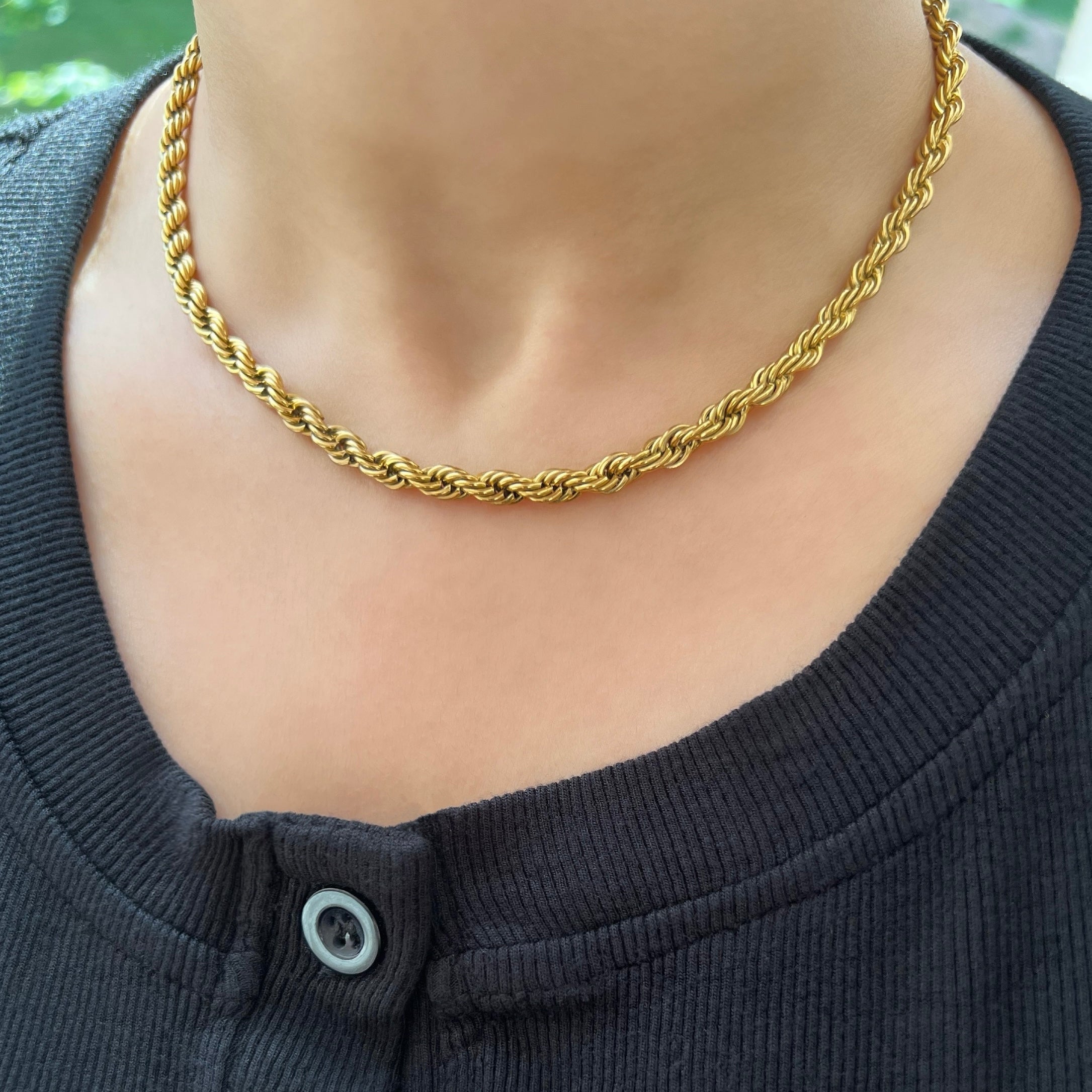 Gold Twist Rope Chain Necklace- 5mm