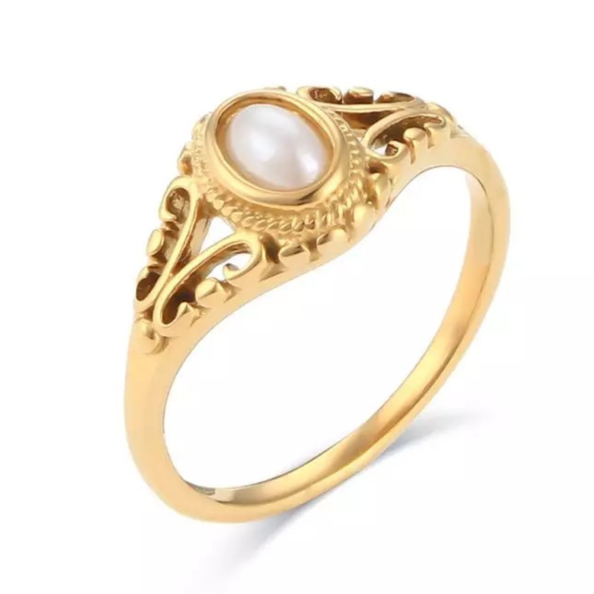Alayna Pearl Detail Gold Ring