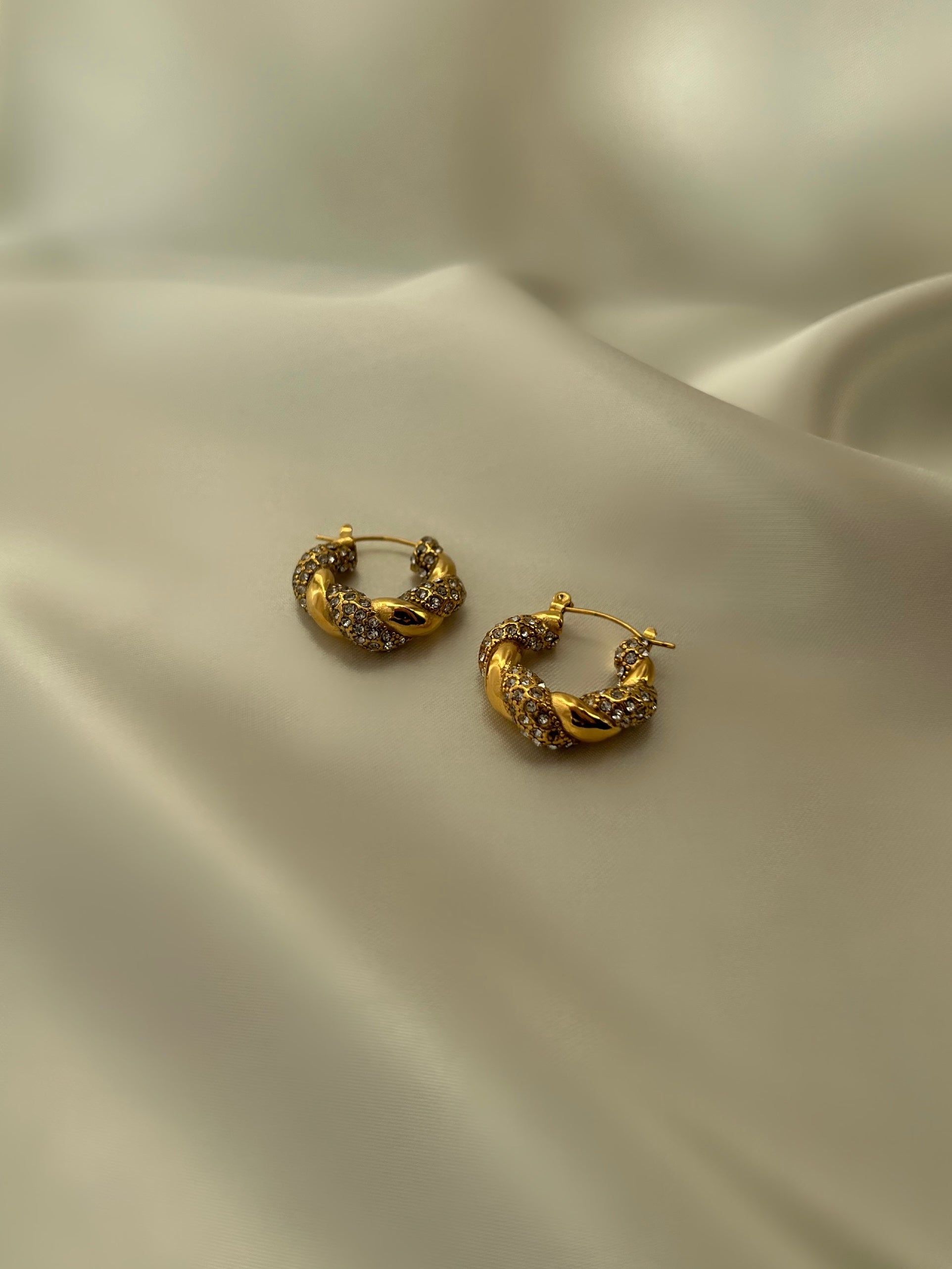 Enya Twist Pave Hoop Earrings