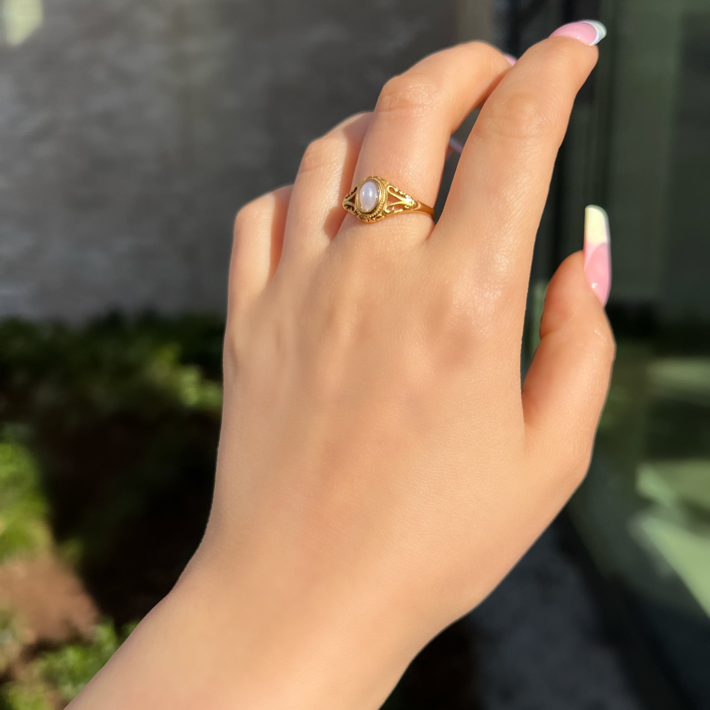 Alayna Pearl Detail Gold Ring