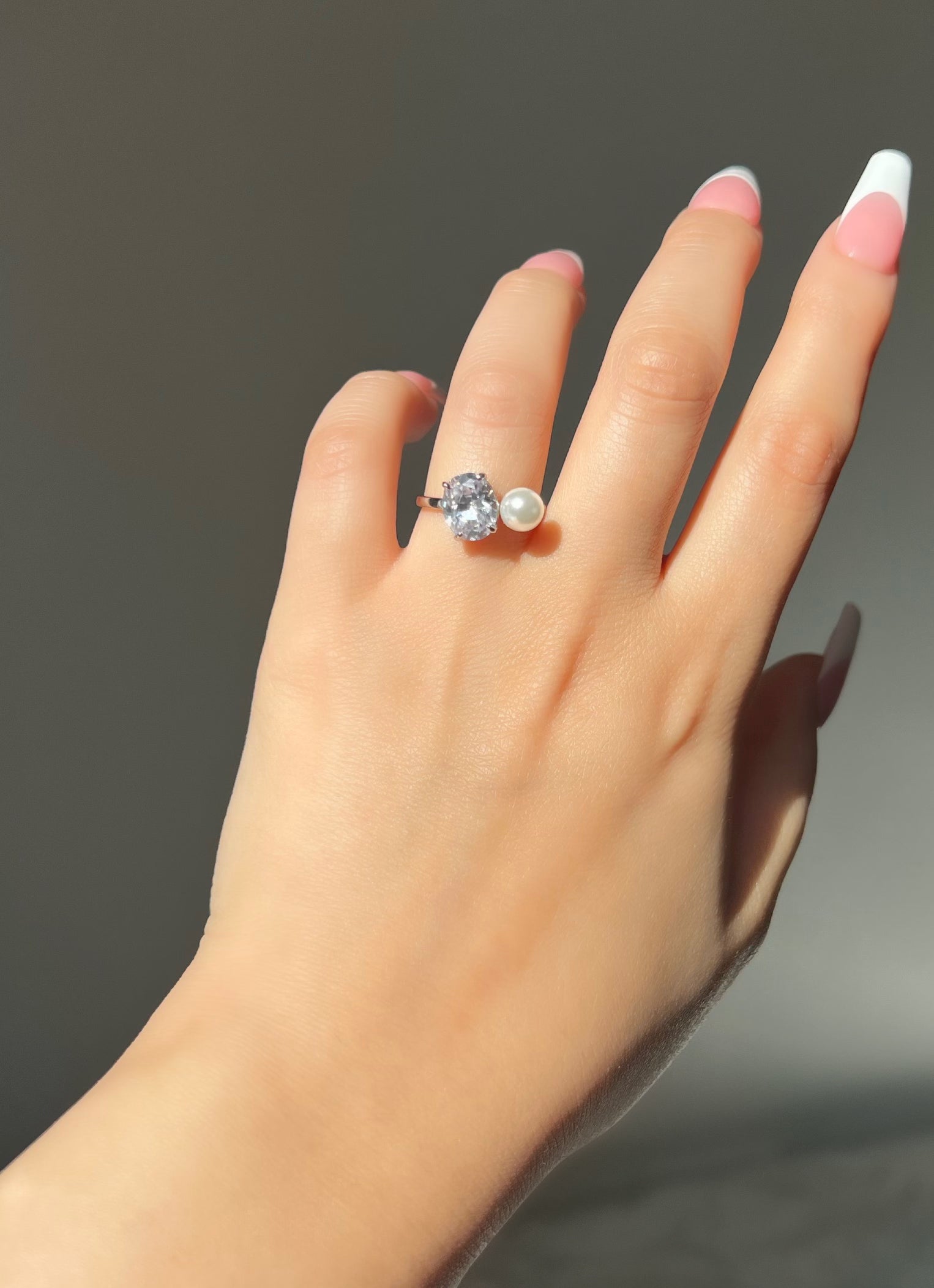 Doux Pearl Toi Et Moi Sterling Silver Ring