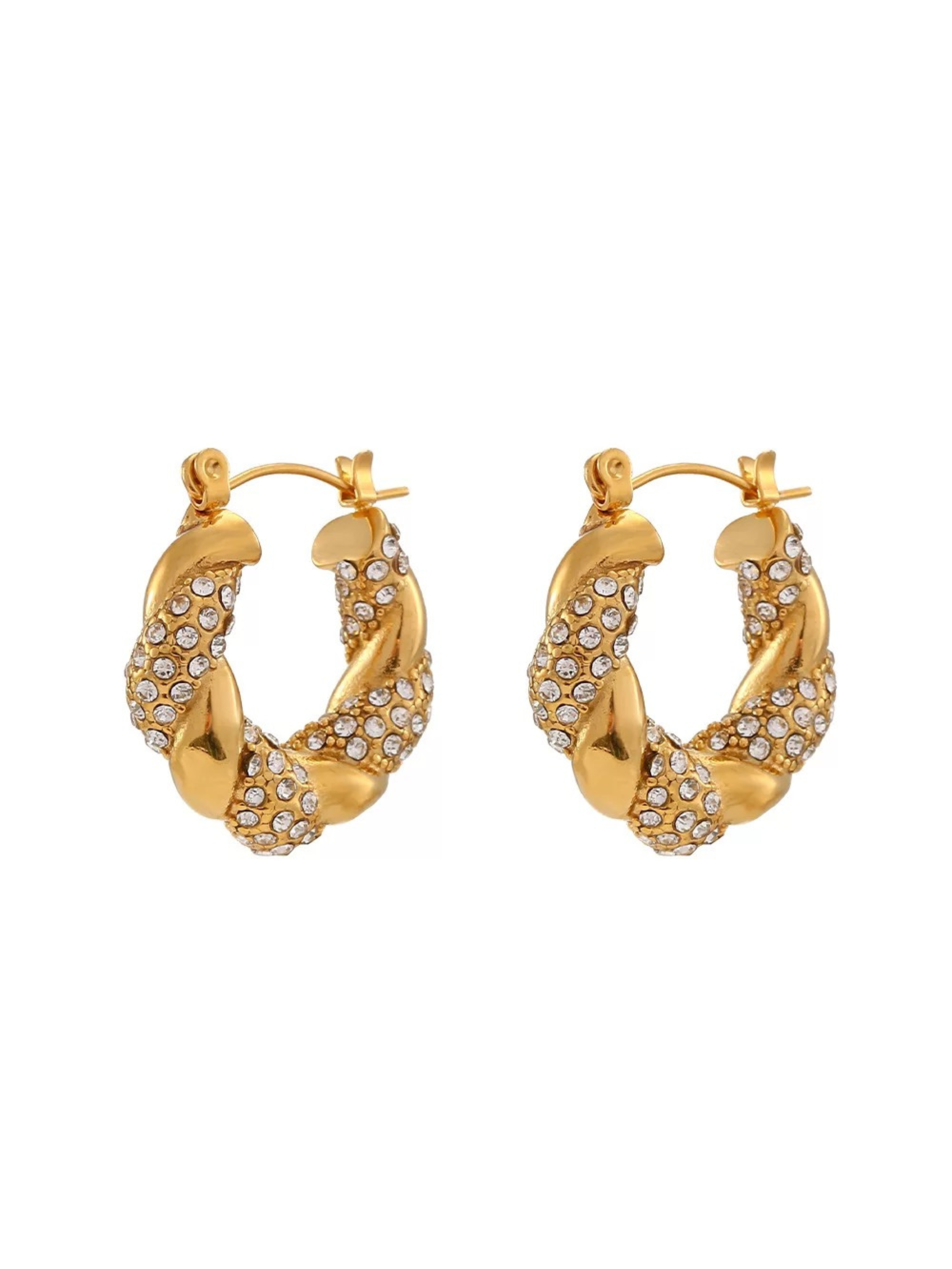 Enya Twist Pave Hoop Earrings