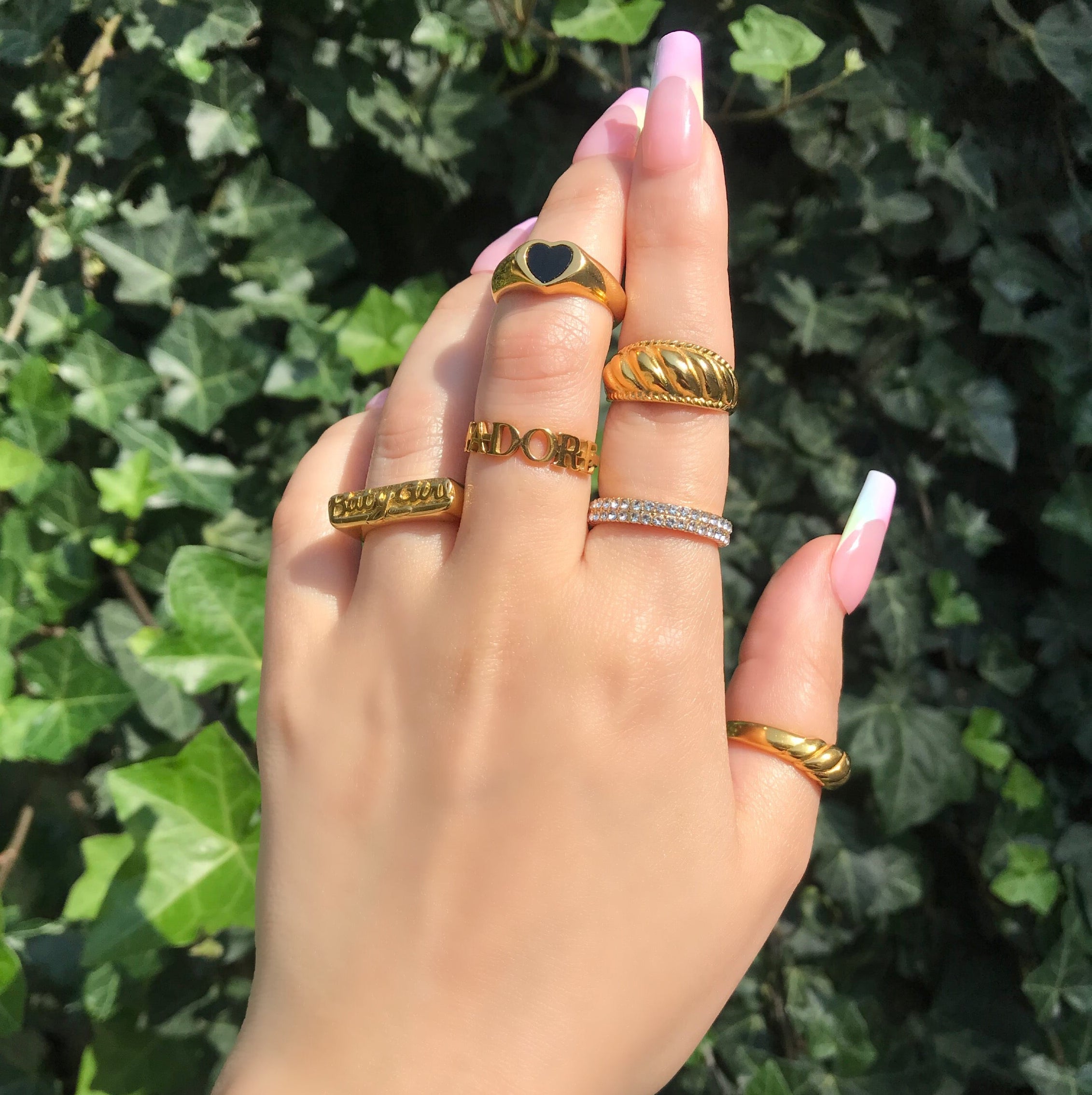 Havana Gold Ridged Croissant Ring