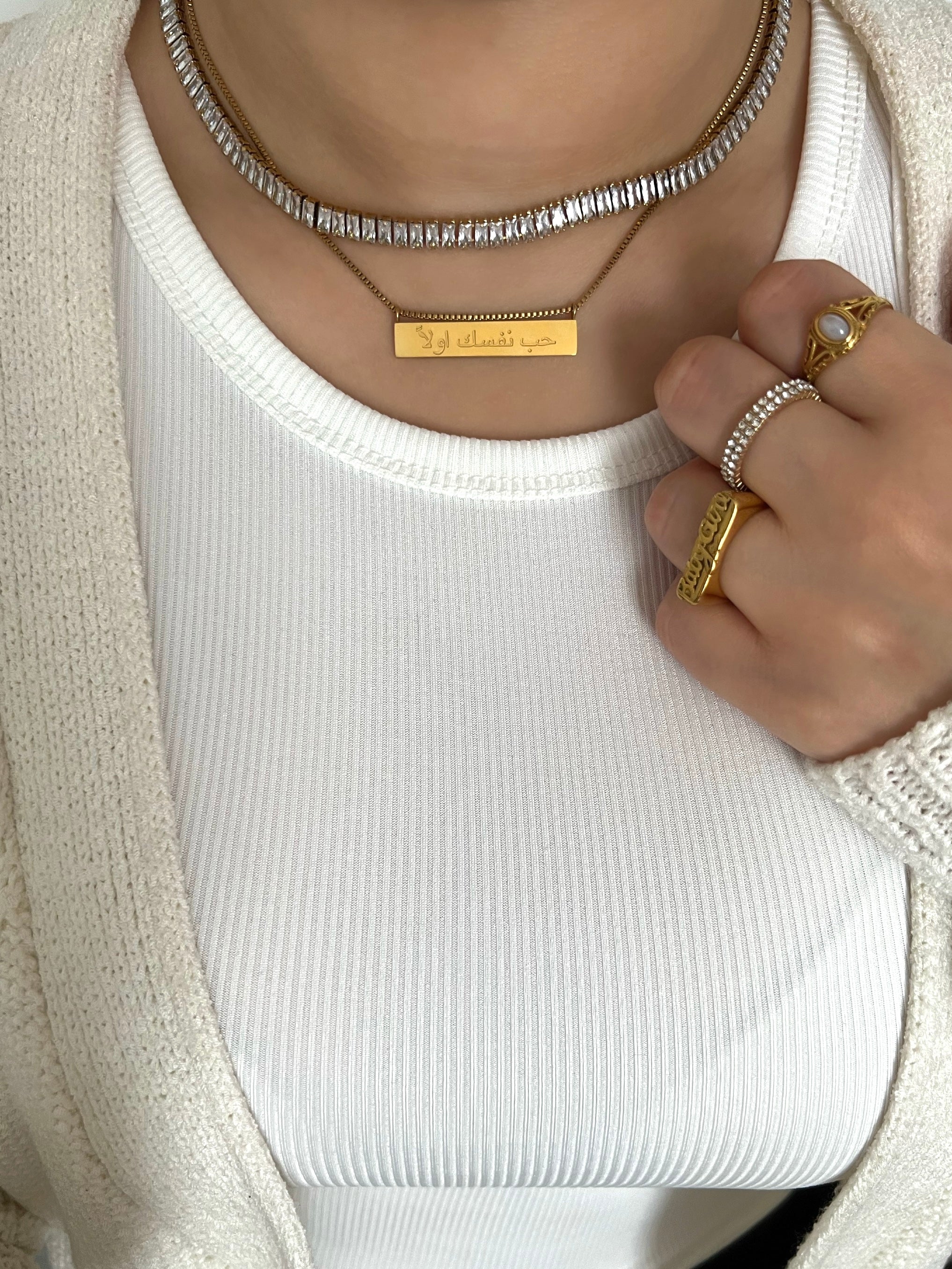 Cubic Zirconia Baguette Tennis Necklace