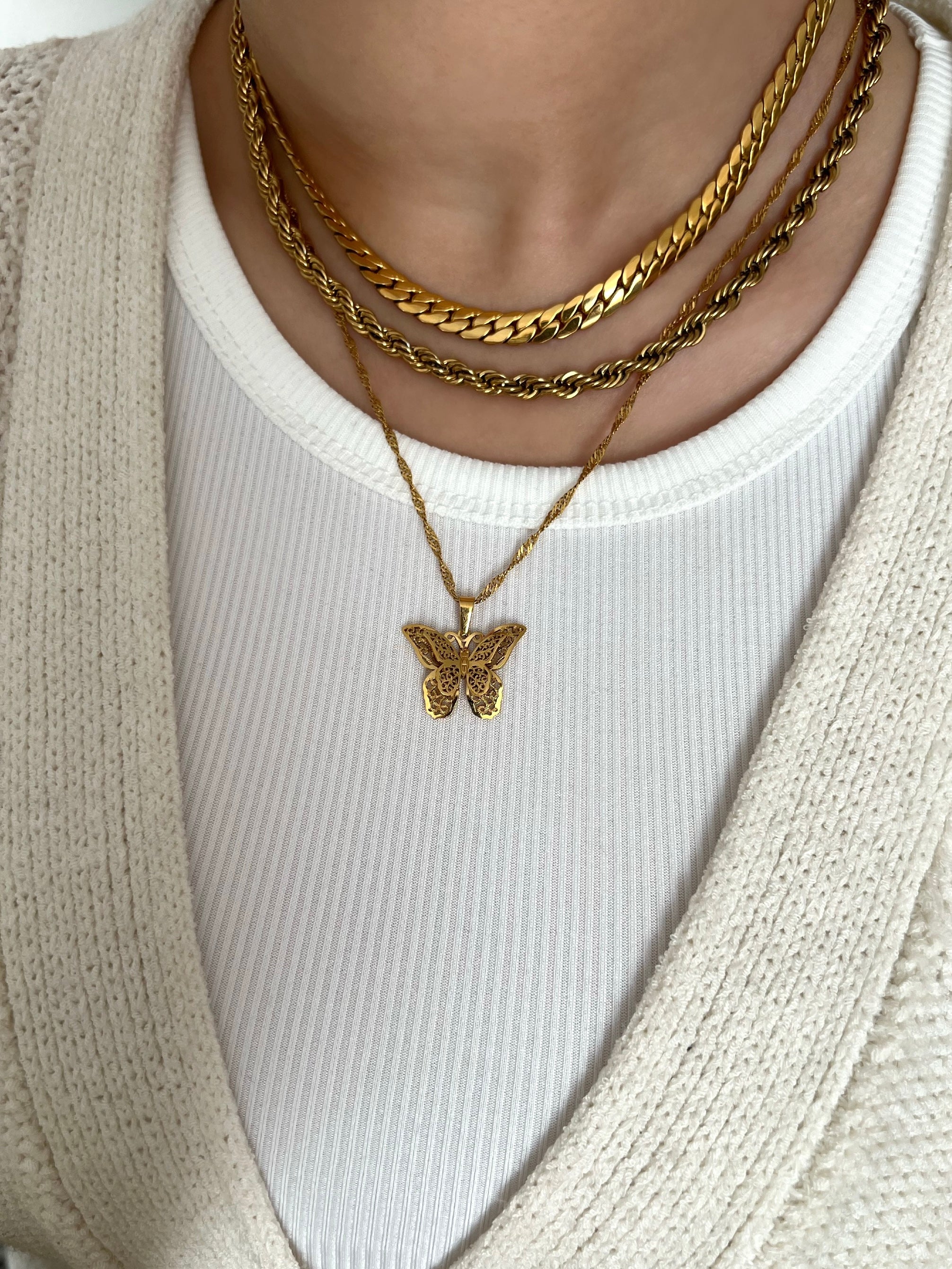 Butterfly Gold Pendant Necklace