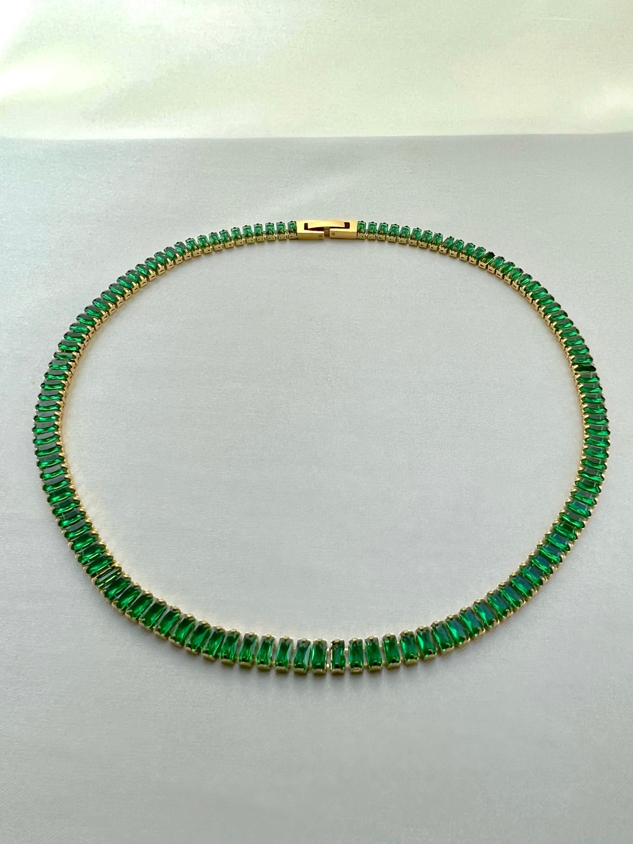 Cubic Zirconia Baguette Tennis Necklace