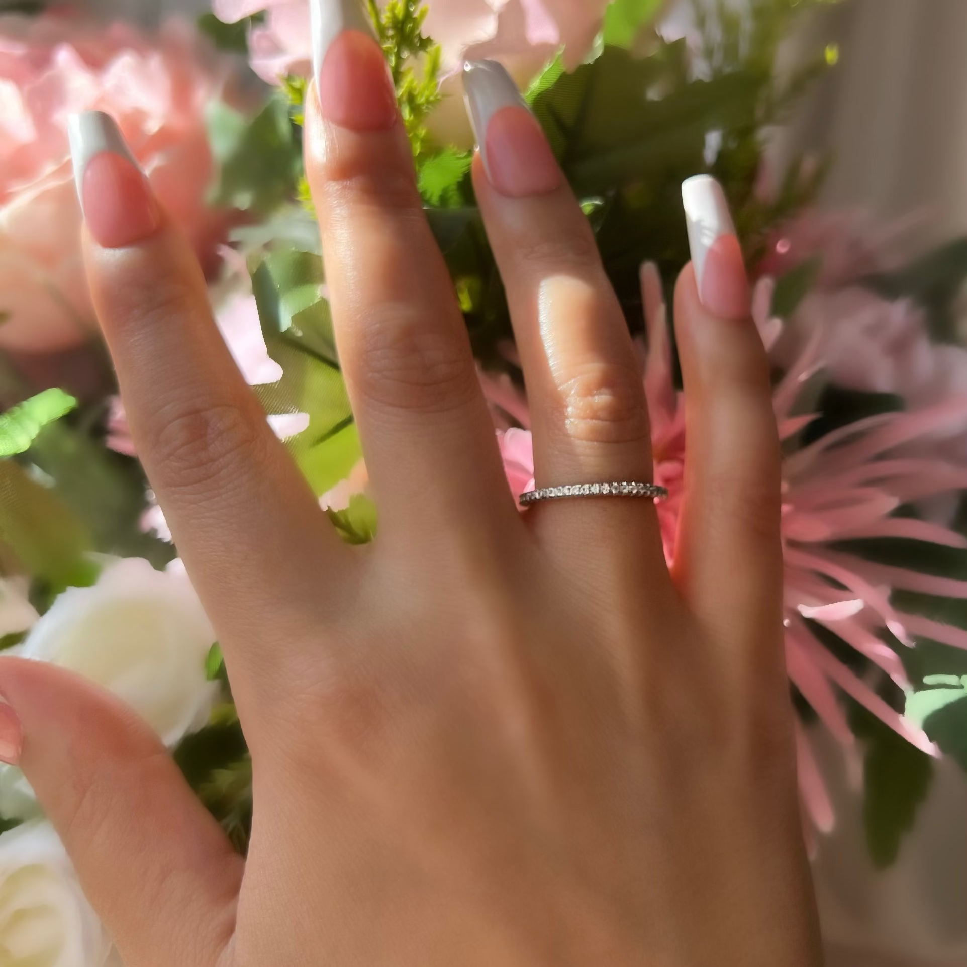 Eternity Pave Band Sterling Silver Ring