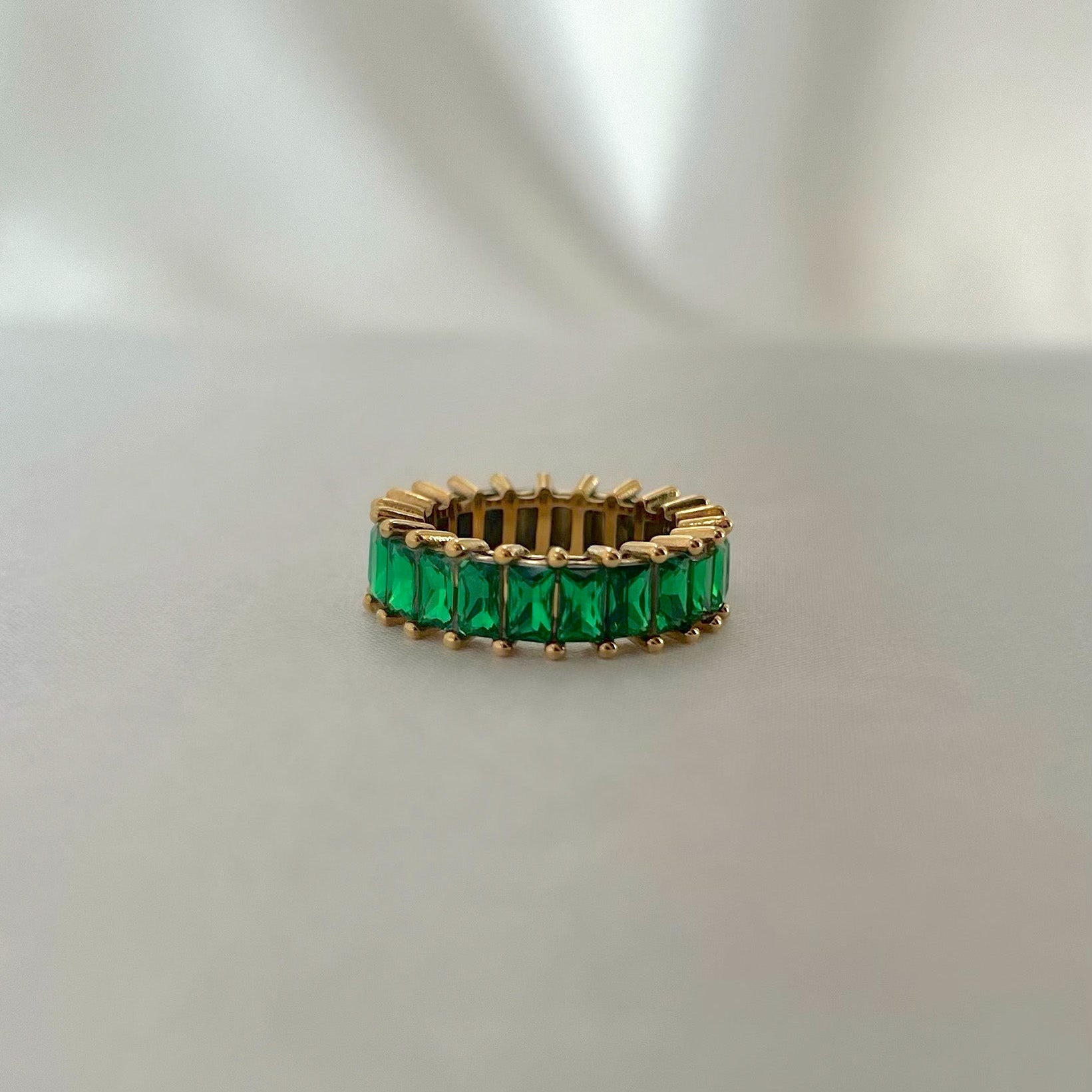 Emerald Green Cubic Zirconia Eternity Band Ring