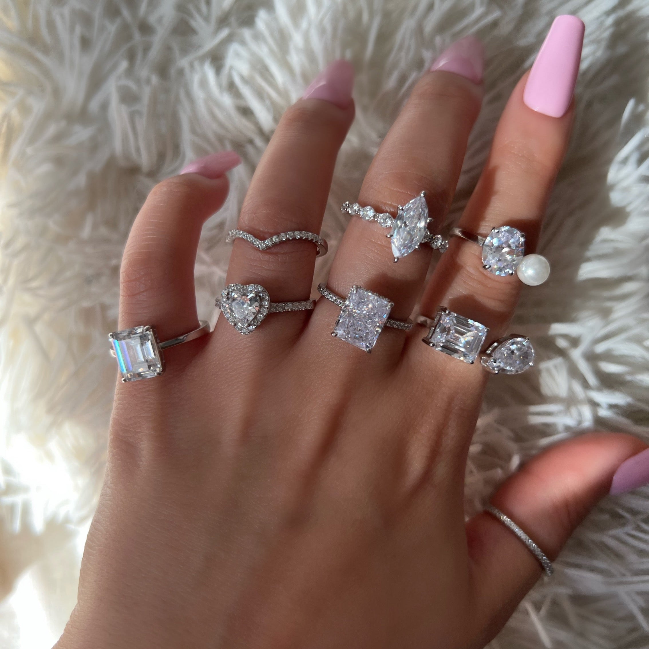 Doux Pearl Toi Et Moi Sterling Silver Ring