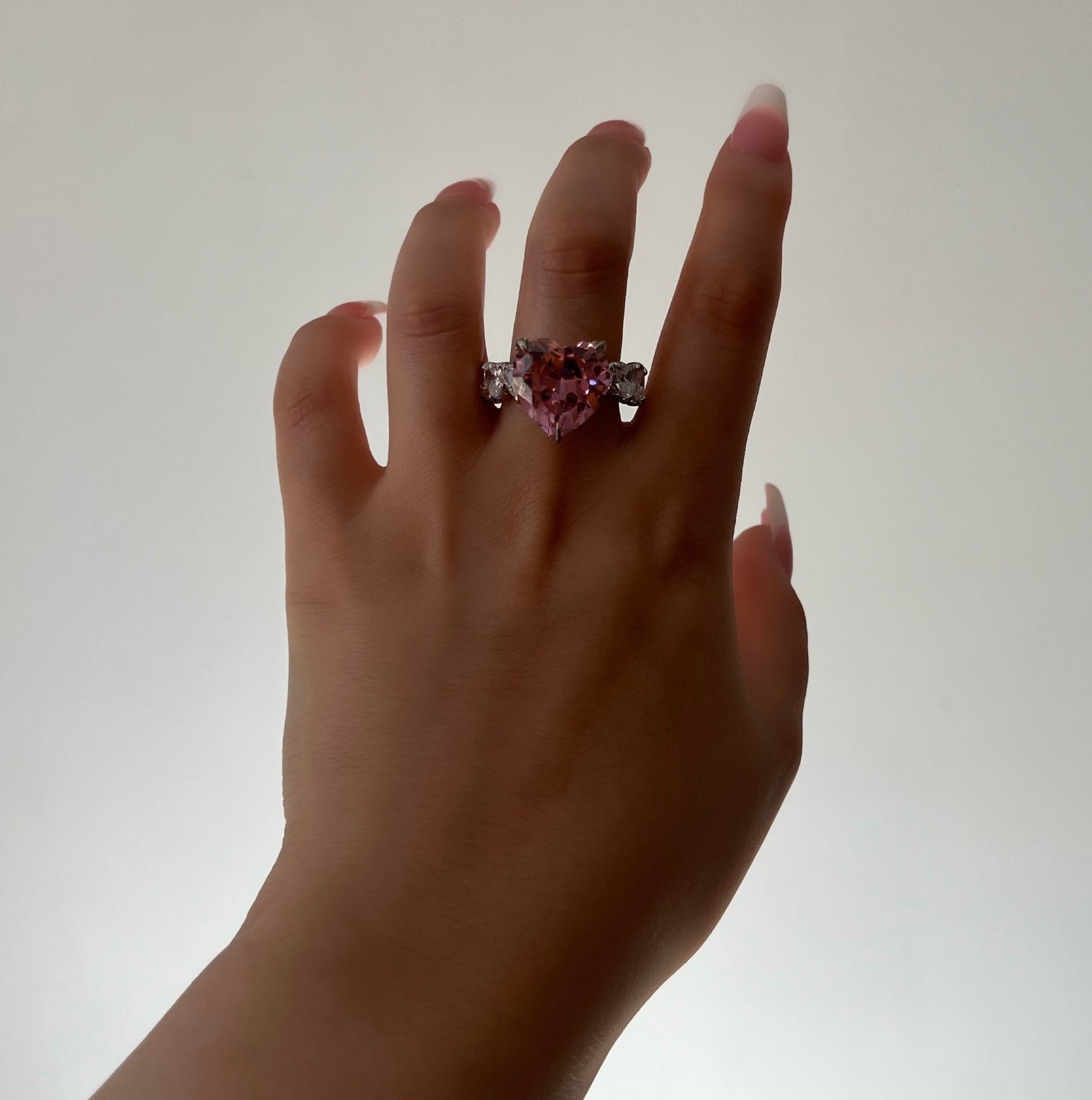 Queen Heart Cubic Zirconia Ring- Pink