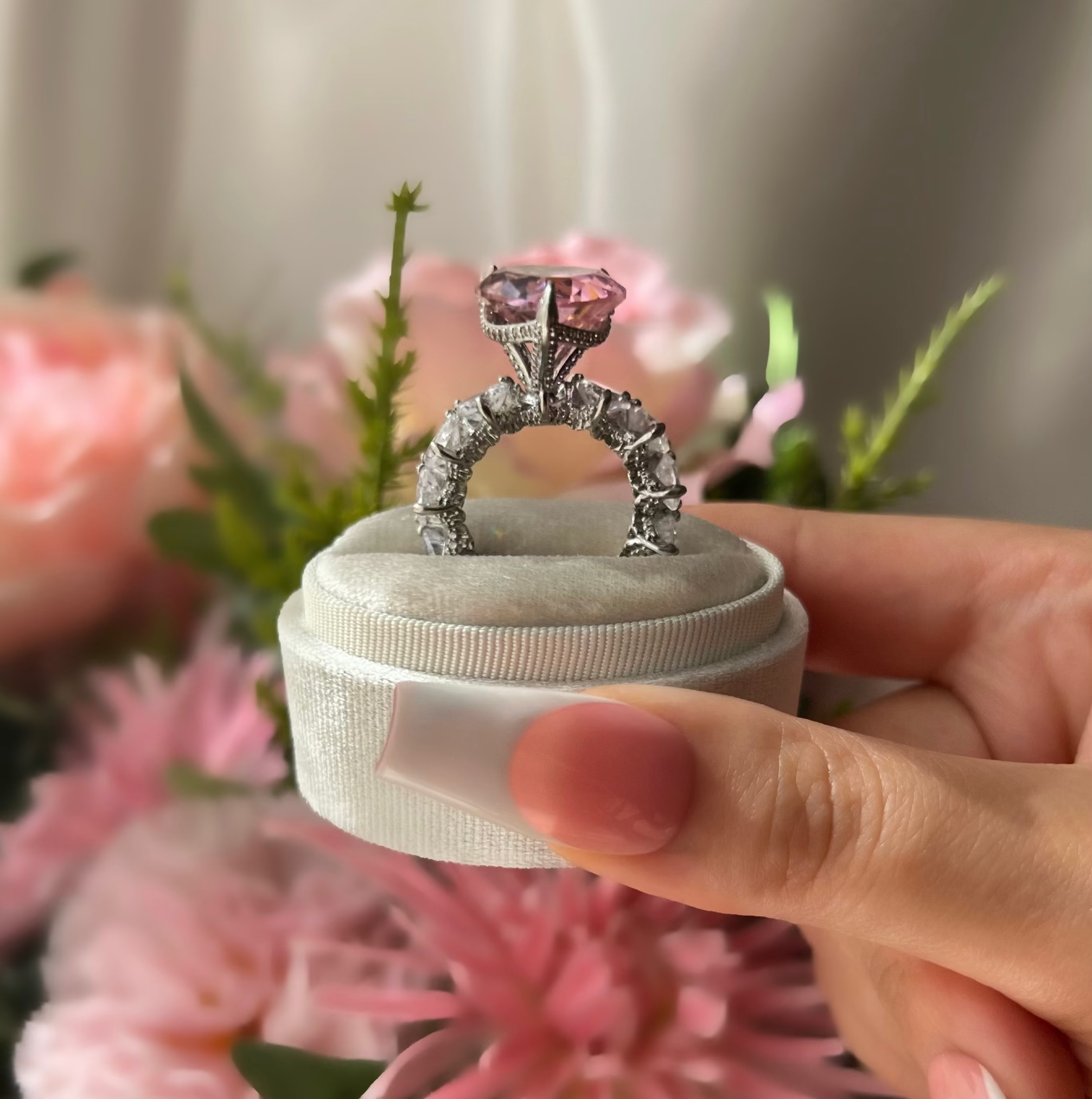 Queen Heart Cubic Zirconia Ring- Pink