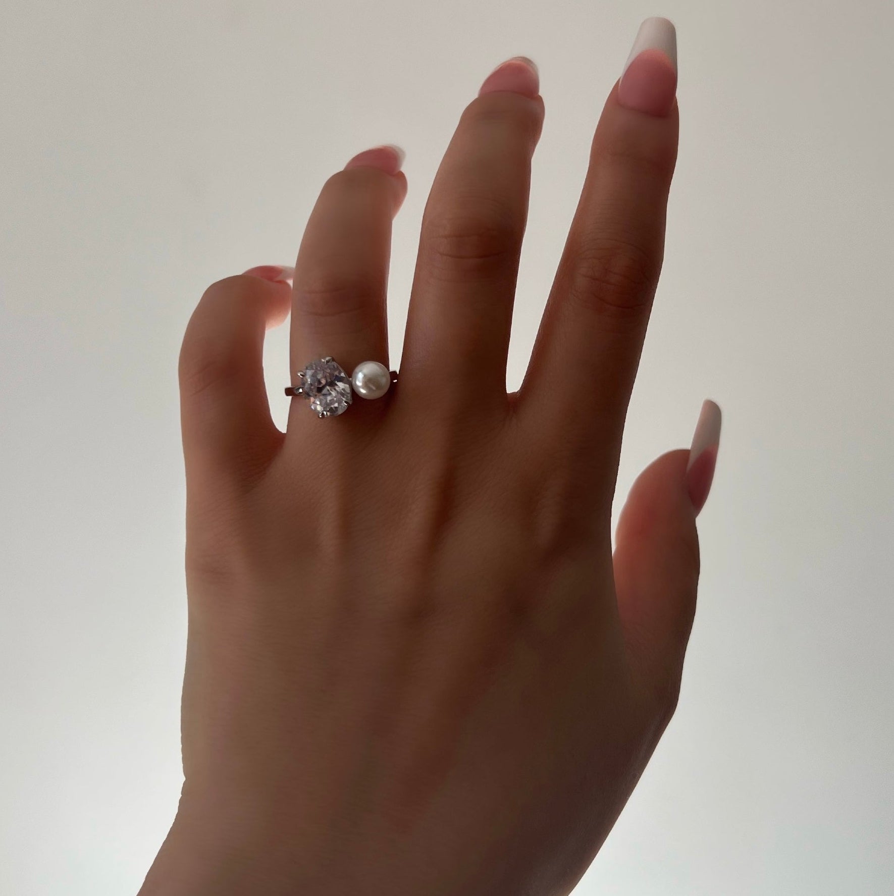 Doux Pearl Toi Et Moi Sterling Silver Ring