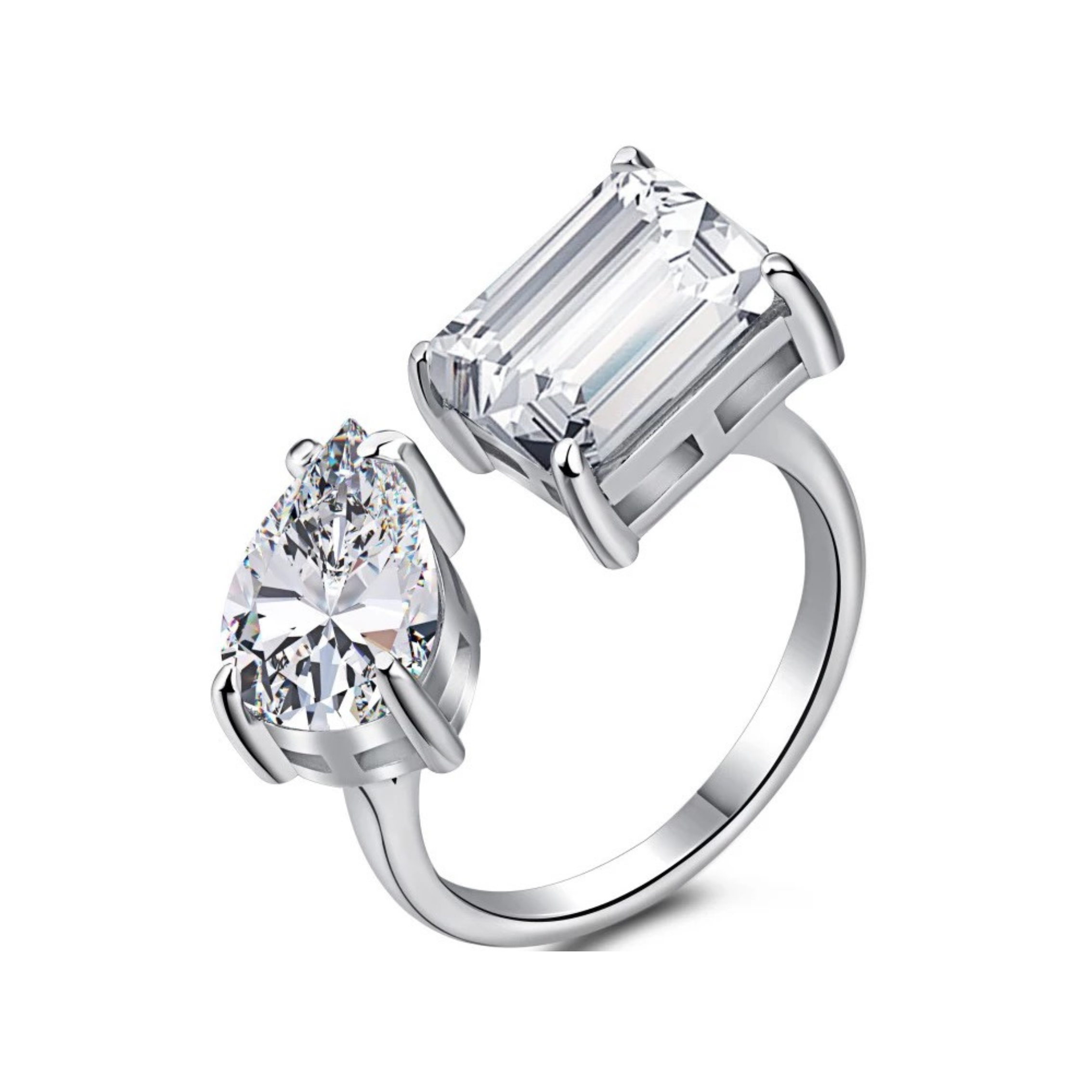 Kylie Resizable Two Stone Sterling Silver Ring