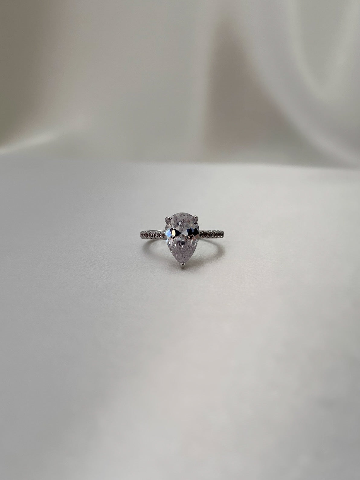 Seréna Pear Cut Sterling Silver Ring- Silver (Pre-Order)