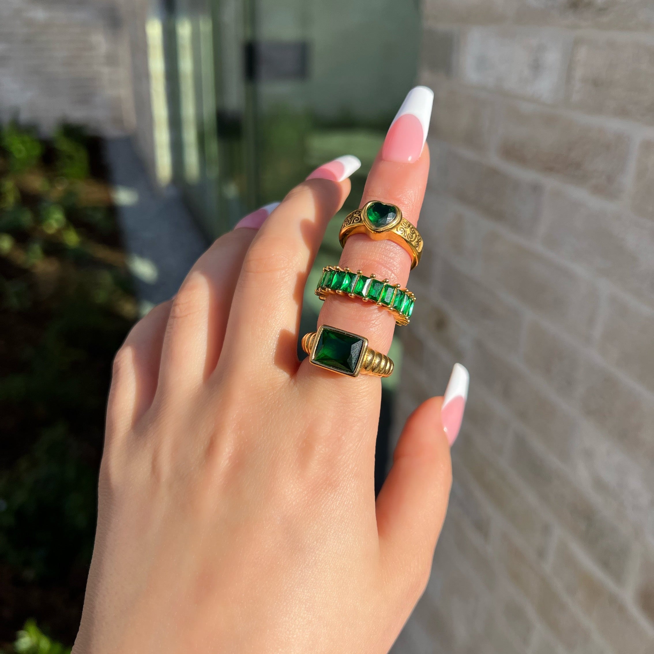 Emerald Green Cubic Zirconia Eternity Band Ring