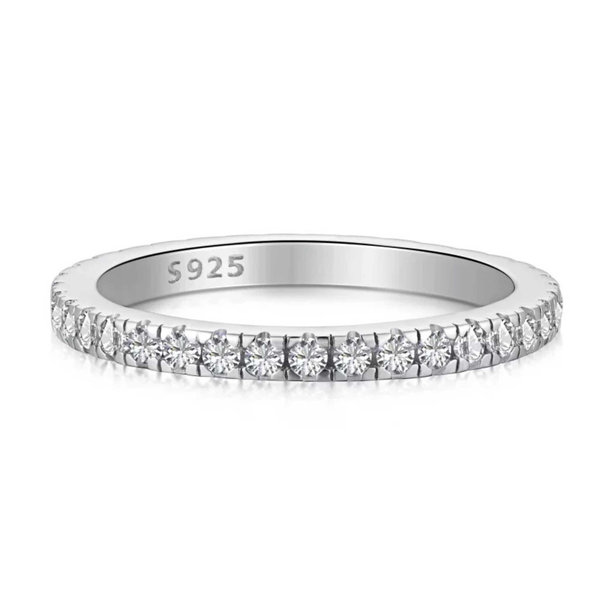 Eternity Pave Band Sterling Silver Ring