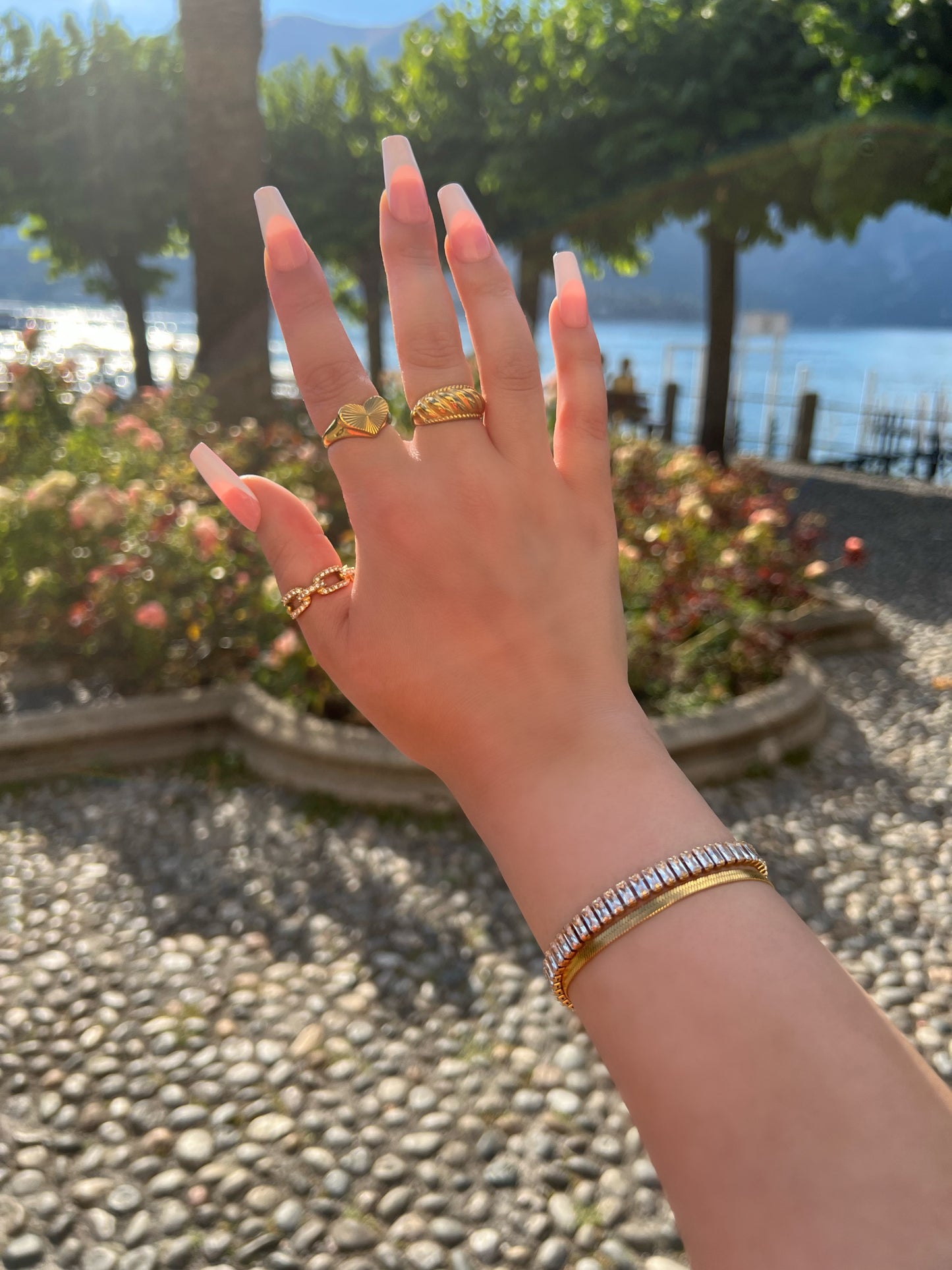 Havana Gold Ridged Croissant Ring