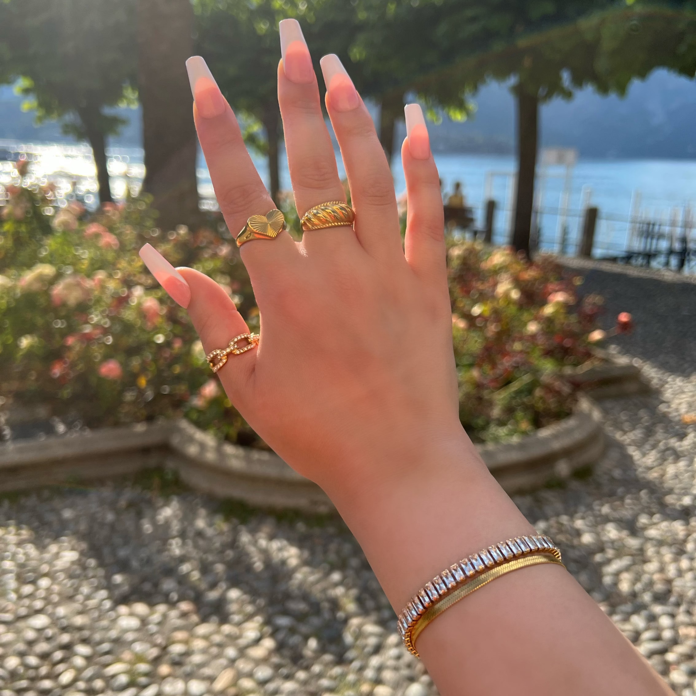 Havana Gold Ridged Croissant Ring