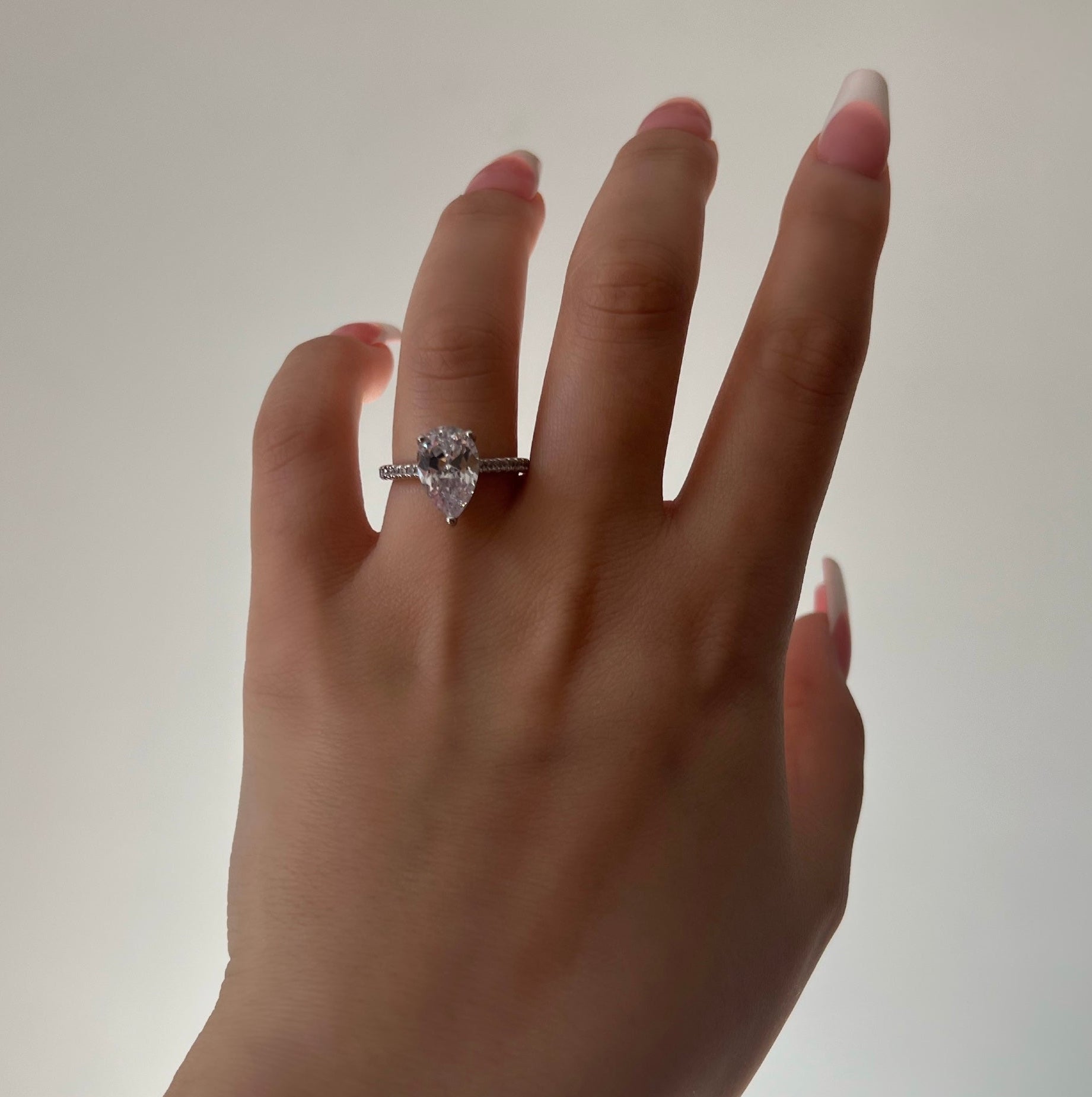 Seréna Pear Cut Sterling Silver Ring- Silver (Pre-Order)