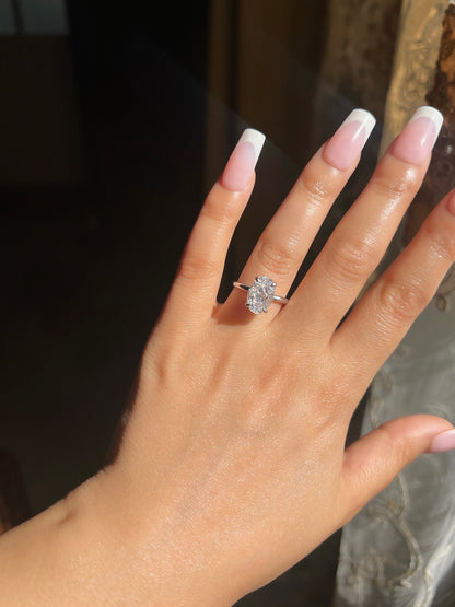 Diana Oval Cut Solitaire Sterling Silver Ring- Silver (Pre-Order)