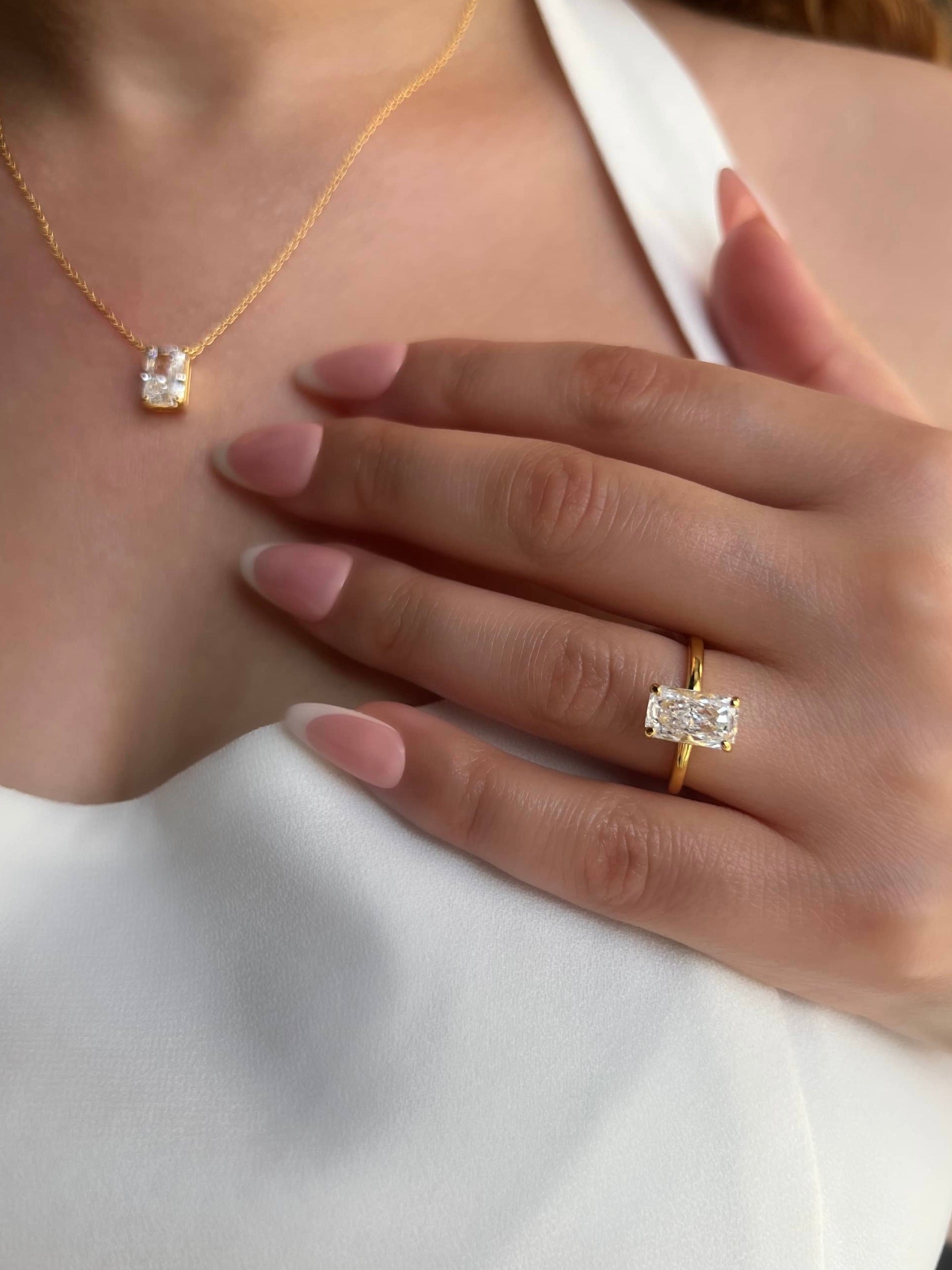 Celina Radiant Cut Solitaire Sterling Silver Ring