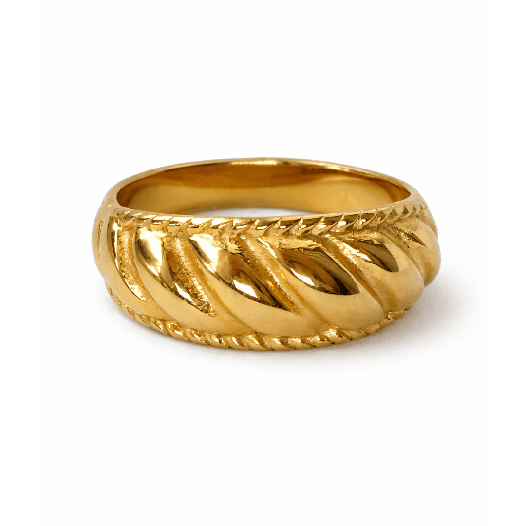 Havana Gold Ridged Croissant Ring