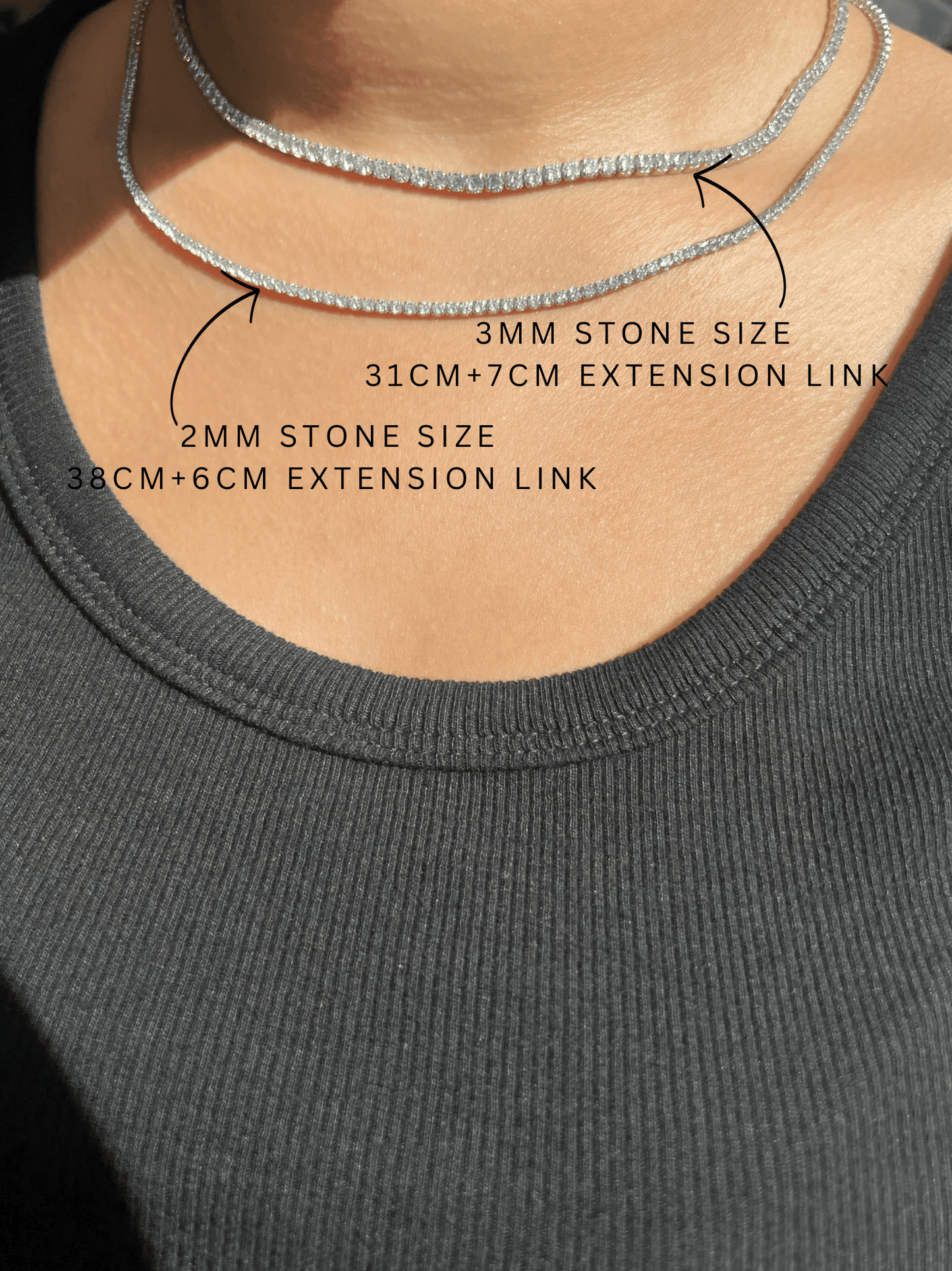 Dilara Sterling Silver Tennis Necklace- 2mm (Pre-Order)