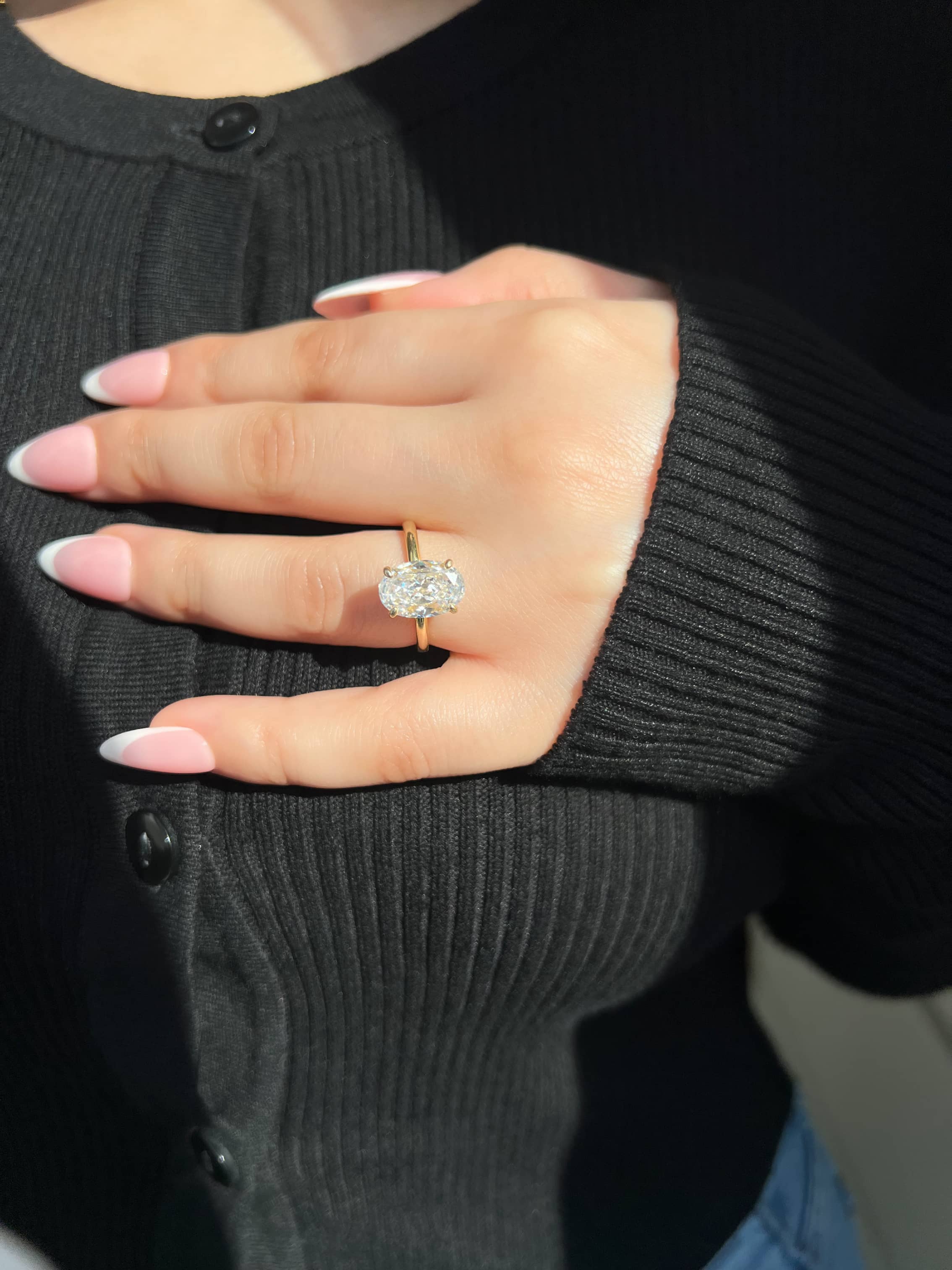 Diana Oval Cut Solitaire Sterling Silver Ring- Gold