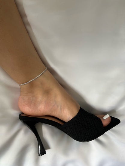 Yara Sterling Silver Icy Tennis Anklet- Silver