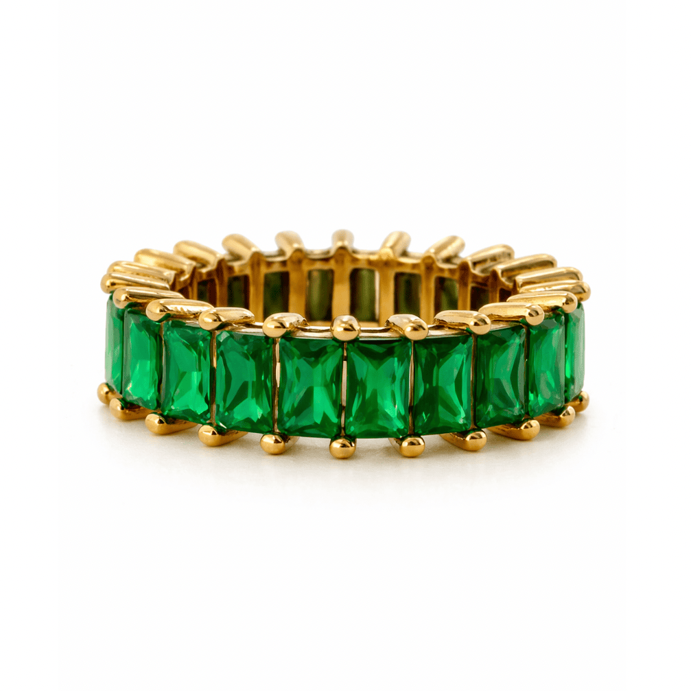 Emerald Green Cubic Zirconia Eternity Band Ring