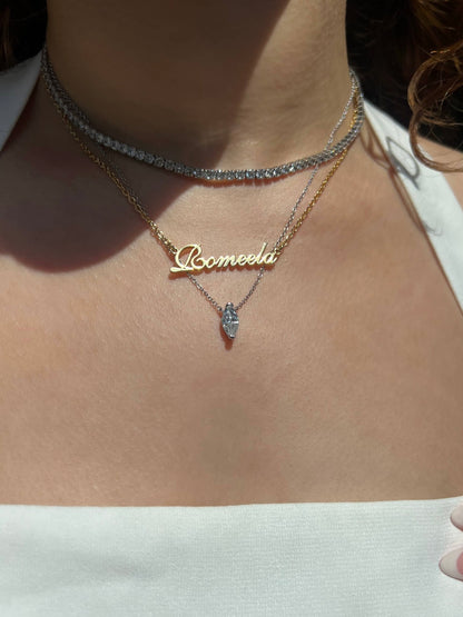 Ava Marquise Cut Sterling Silver Pendant Necklace