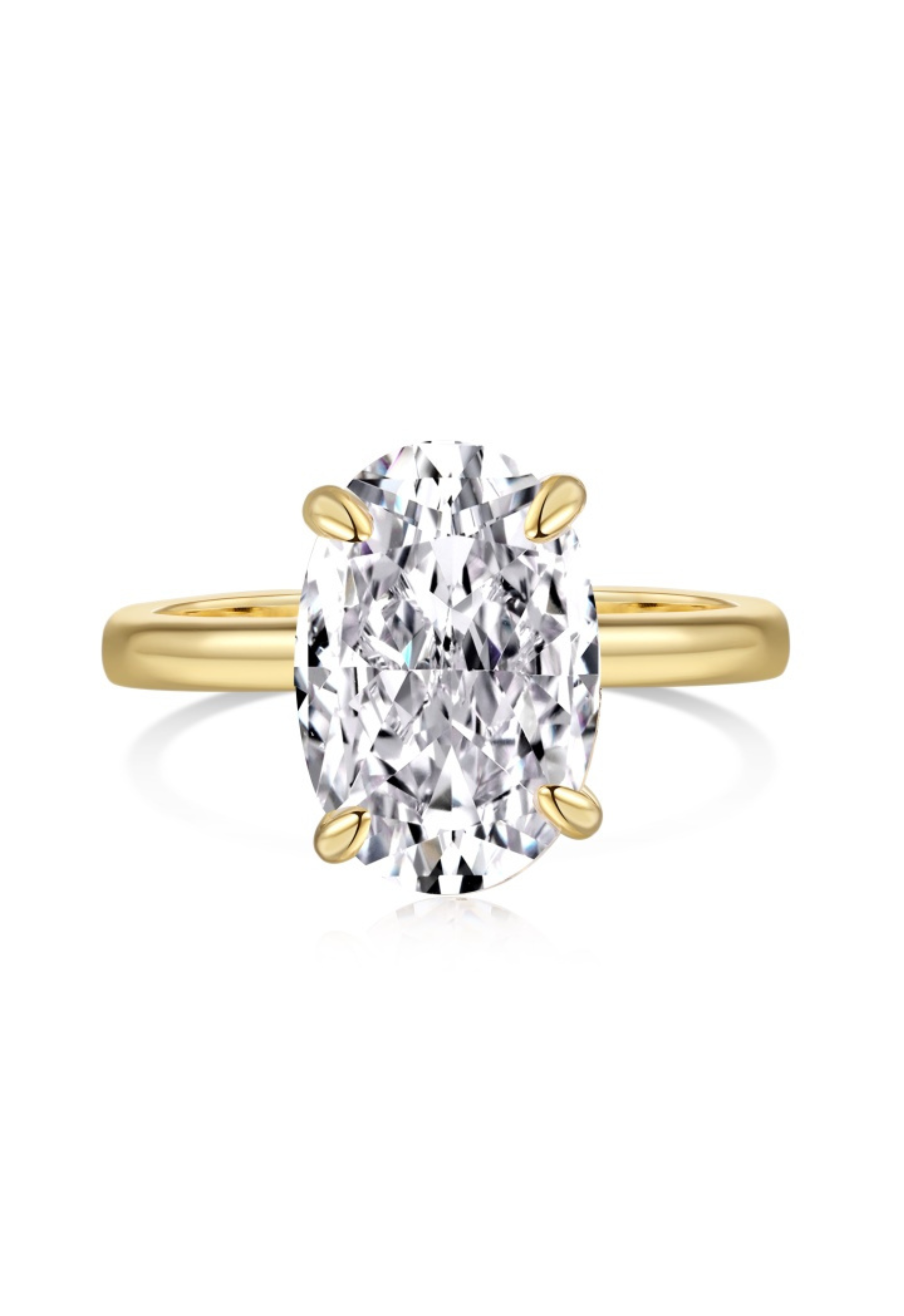 Diana Oval Cut Solitaire Sterling Silver Ring- Gold