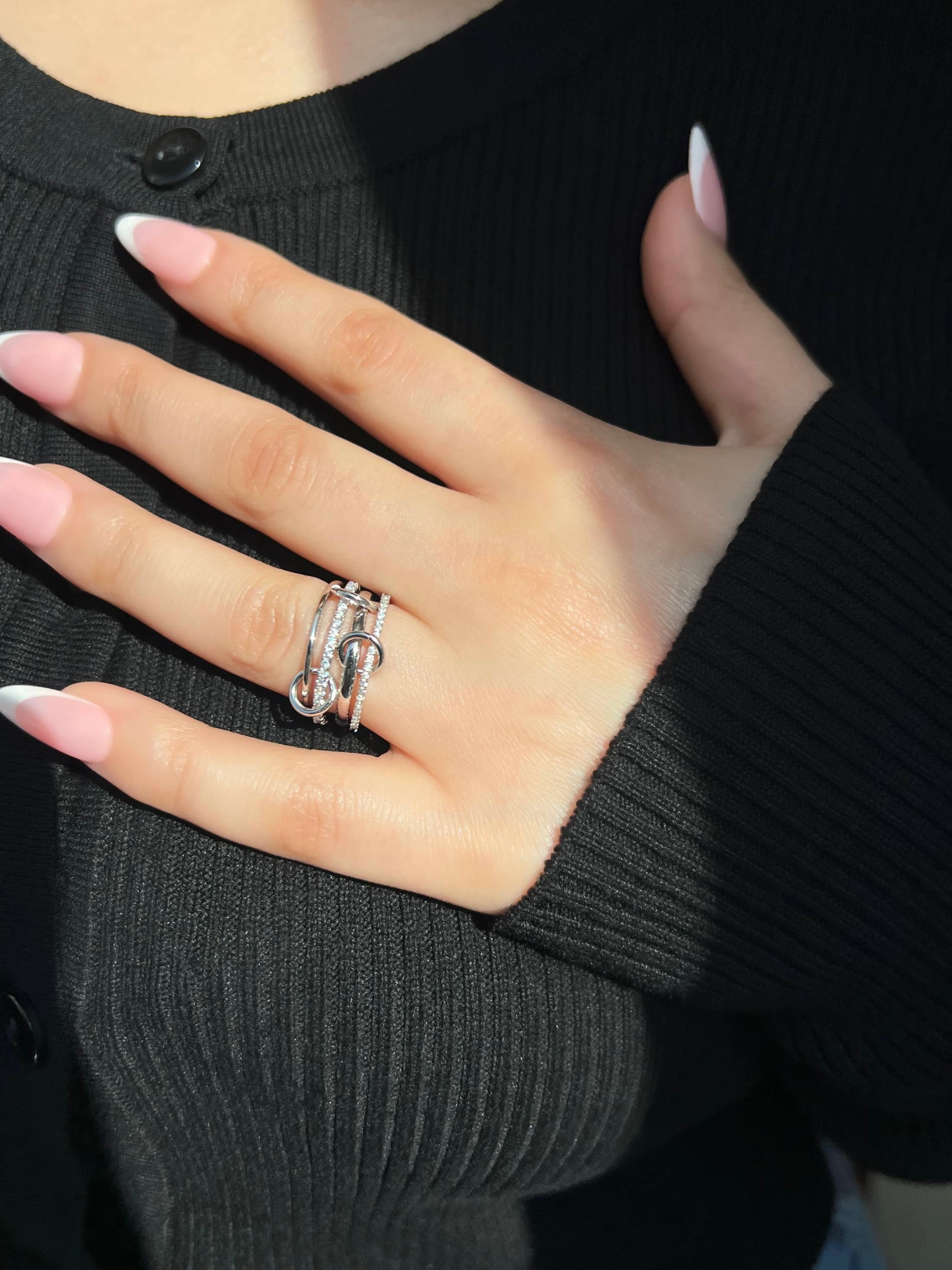 Enaya Sterling Silver Quadruple Band Ring- Silver