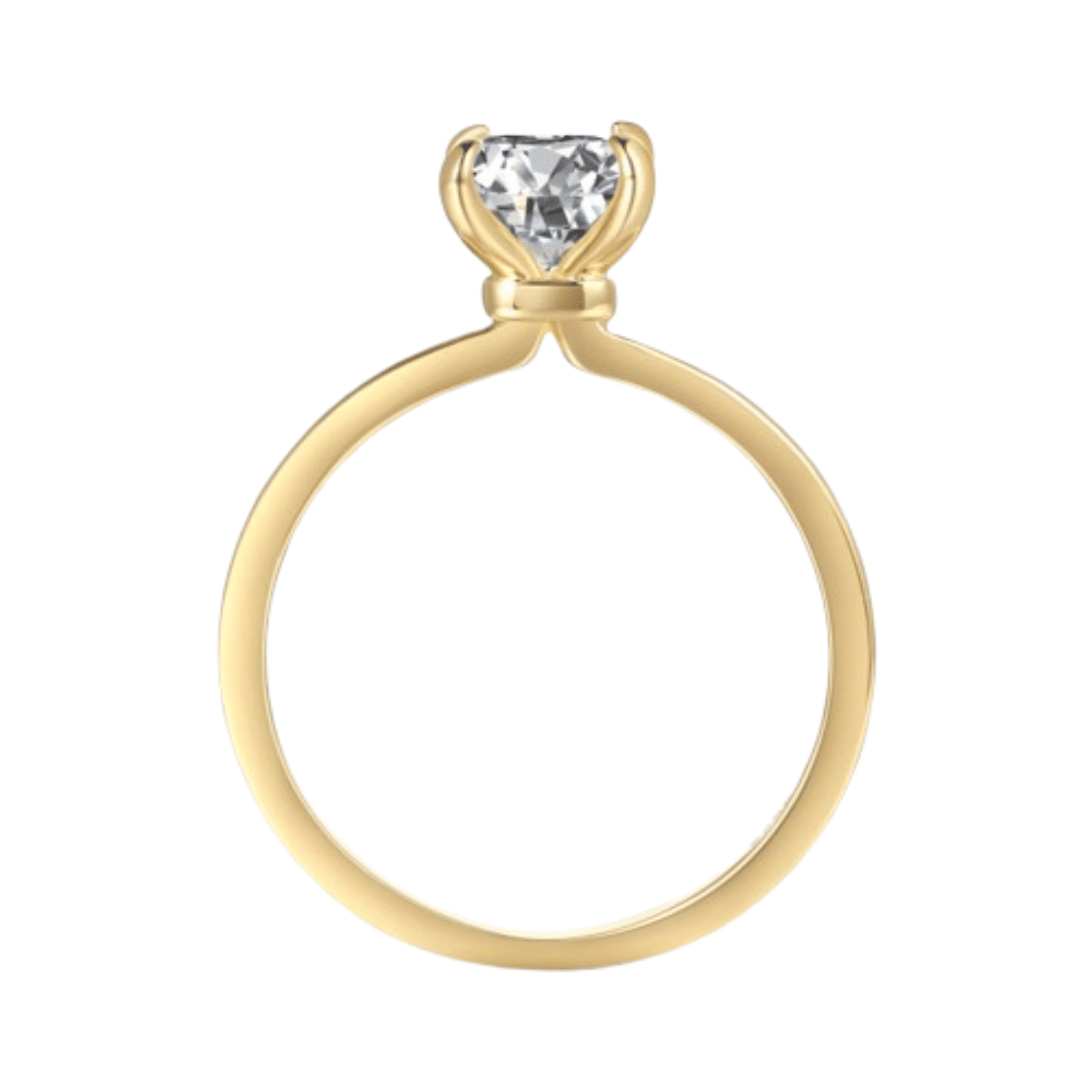 Elara Radiant Cut Plain Band Sterling Silver Solitaire Ring- Gold
