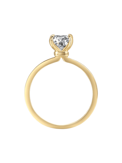 Elara Radiant Cut Plain Band Sterling Silver Solitaire Ring- Gold
