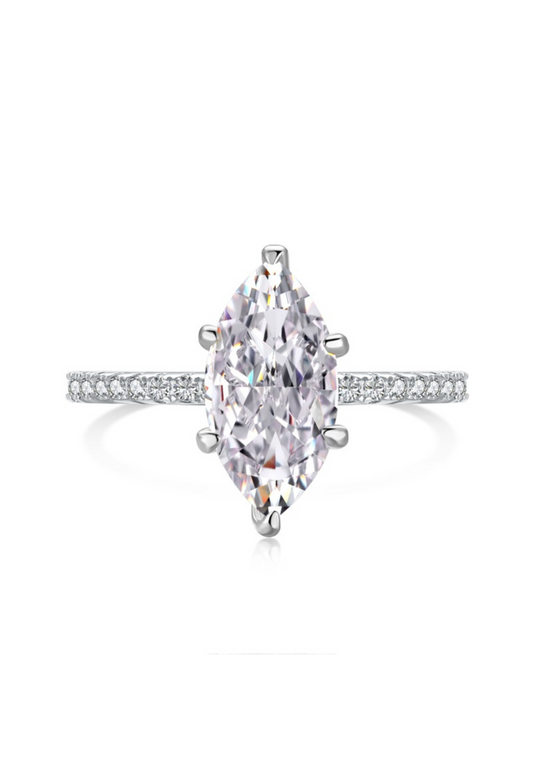 Farah Marquise Cut Sterling Silver Ring- Silver (Pre-Order)