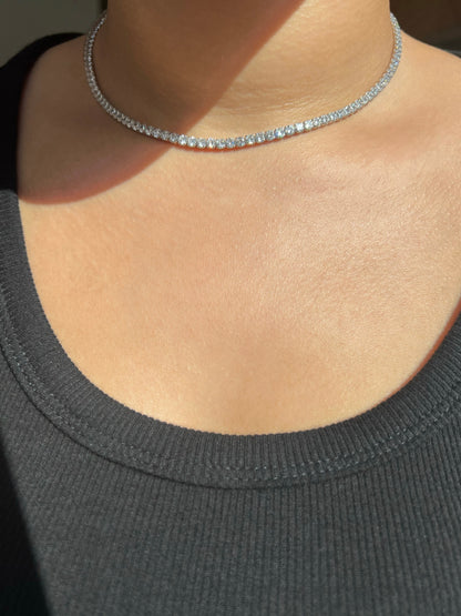 Dilara Sterling Silver Tennis Necklace- 3mm (Pre-Order)