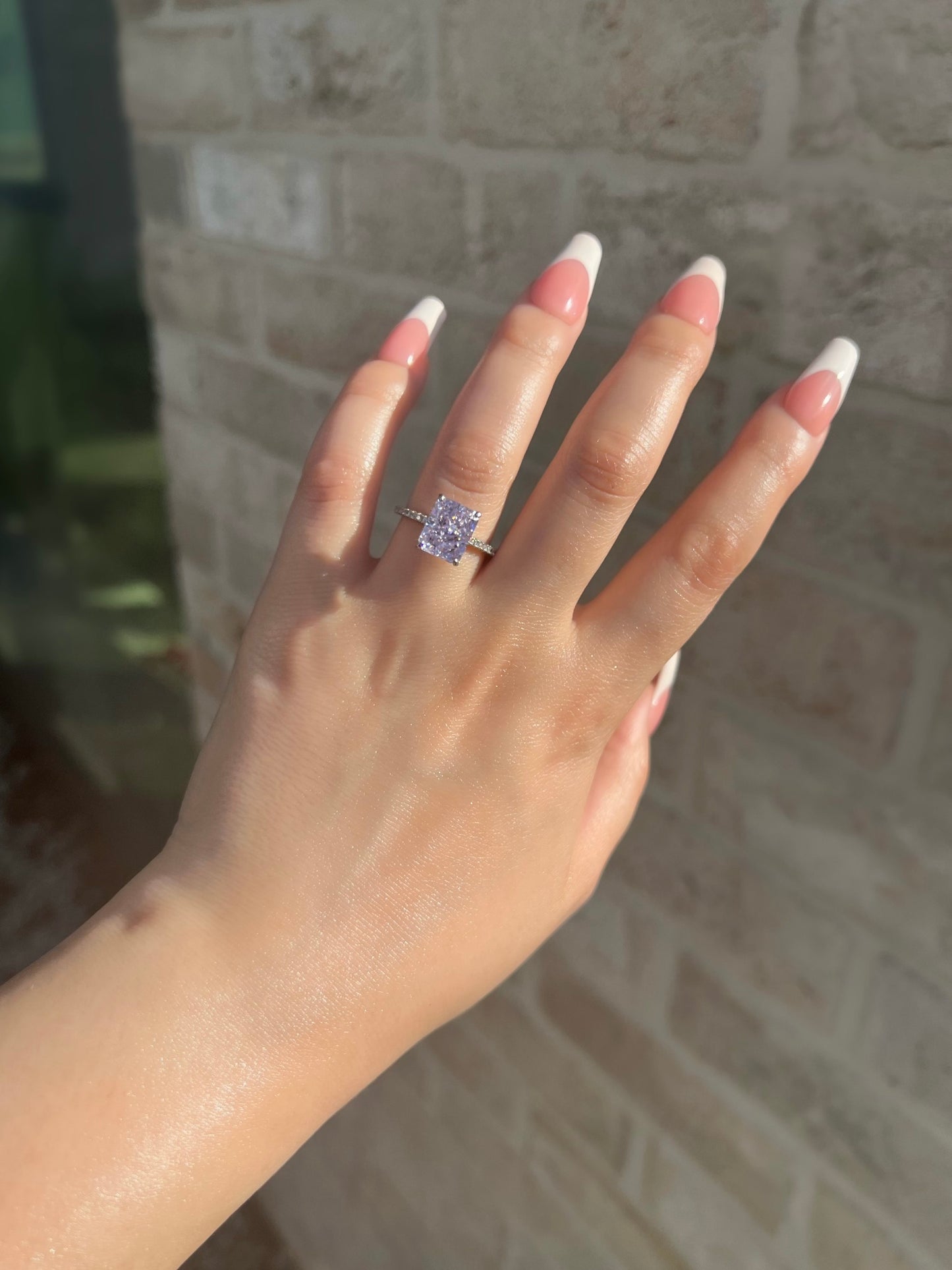 Cecilia Radiant Cut Sterling Silver Ring- Lavender