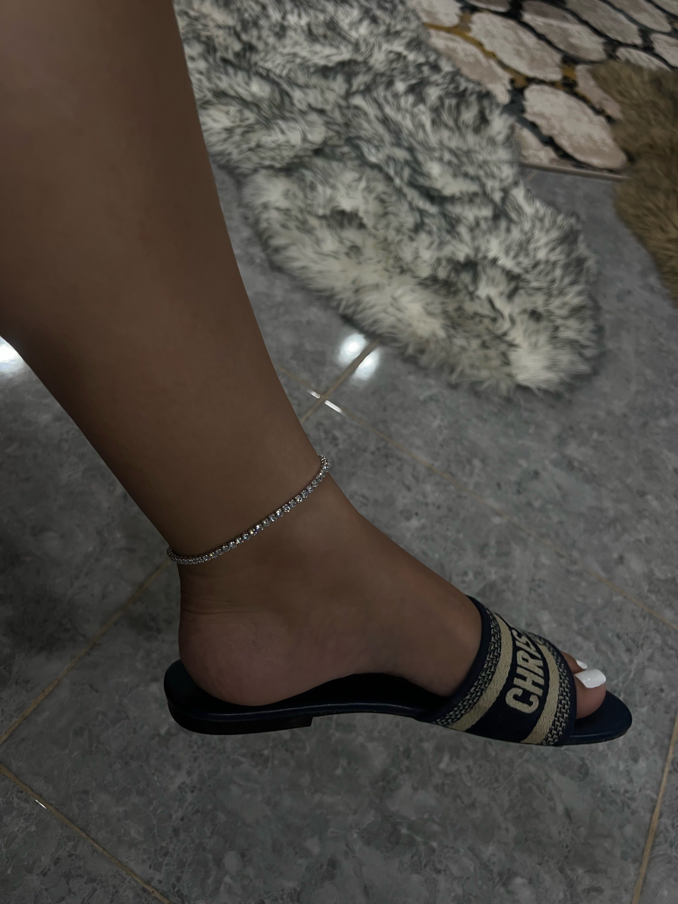 Yara Sterling Silver Icy Tennis Anklet- Silver