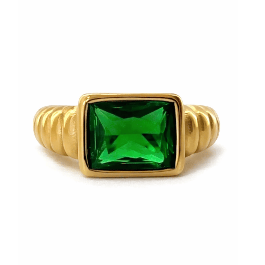 Lana Emerald Green Croissant Signet Ring
