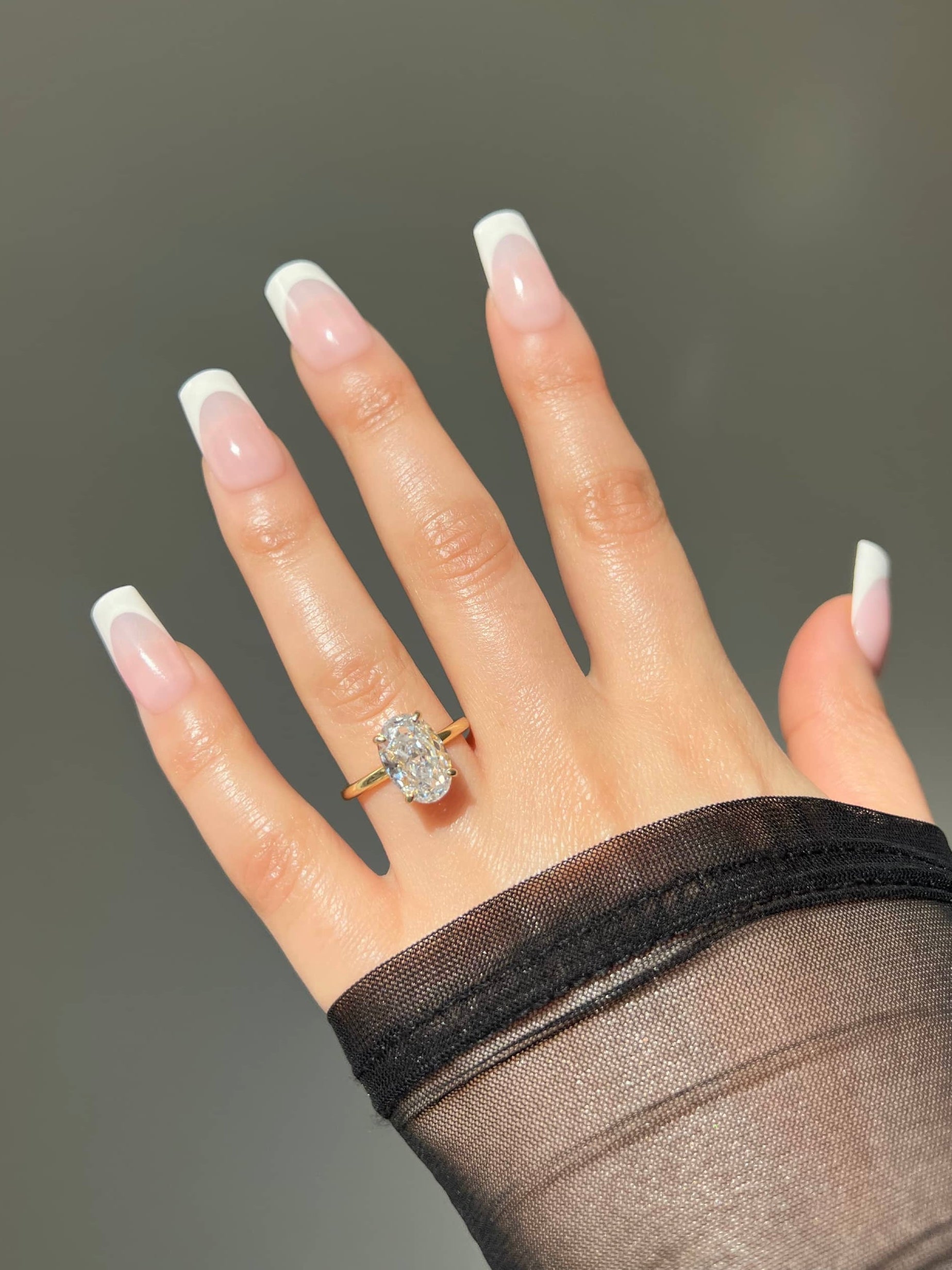 Diana Oval Cut Solitaire Sterling Silver Ring- Gold