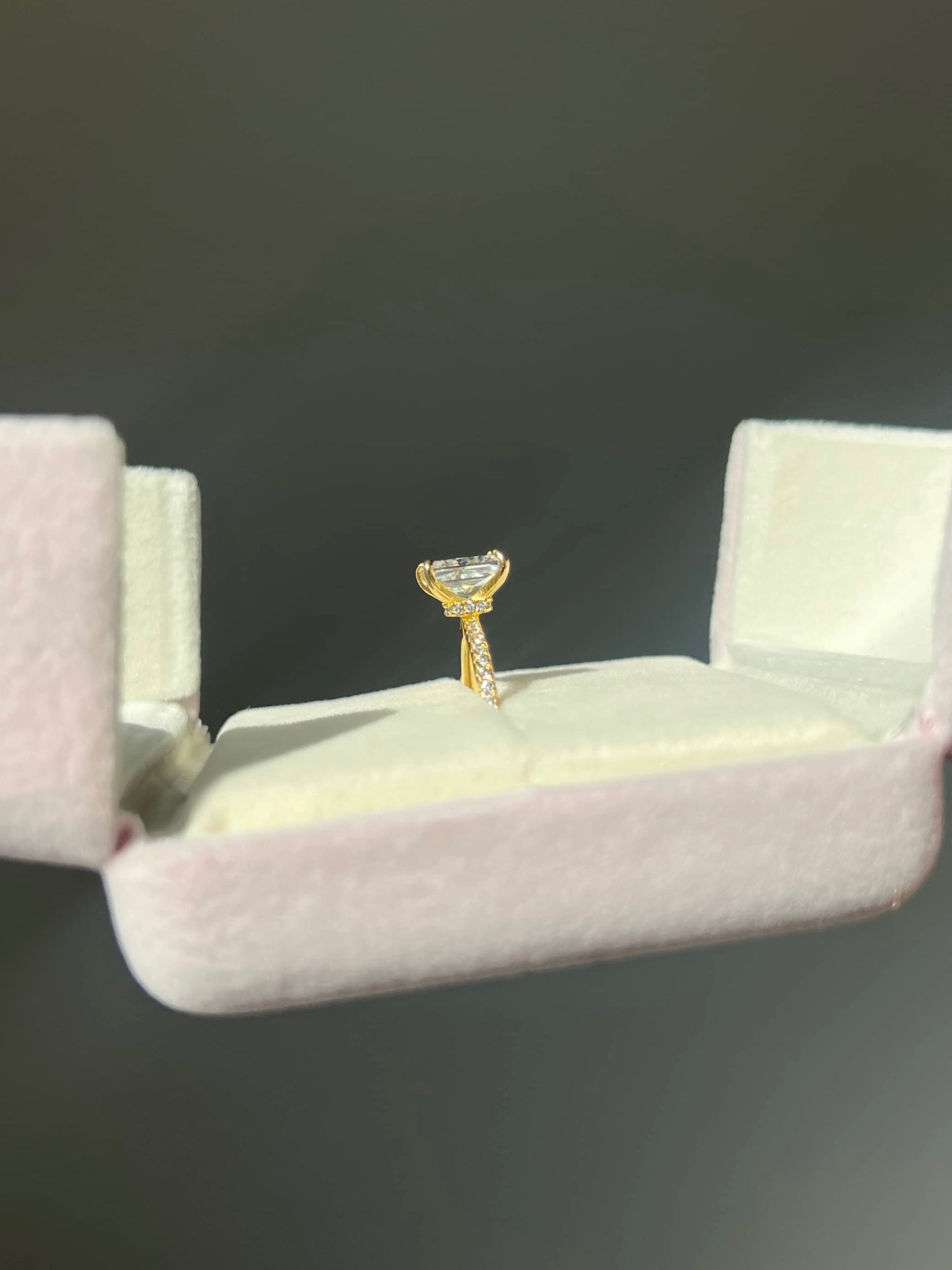 Mini Cecilia Radiant Cut Sterling Silver Ring- Gold (Pre-Order)