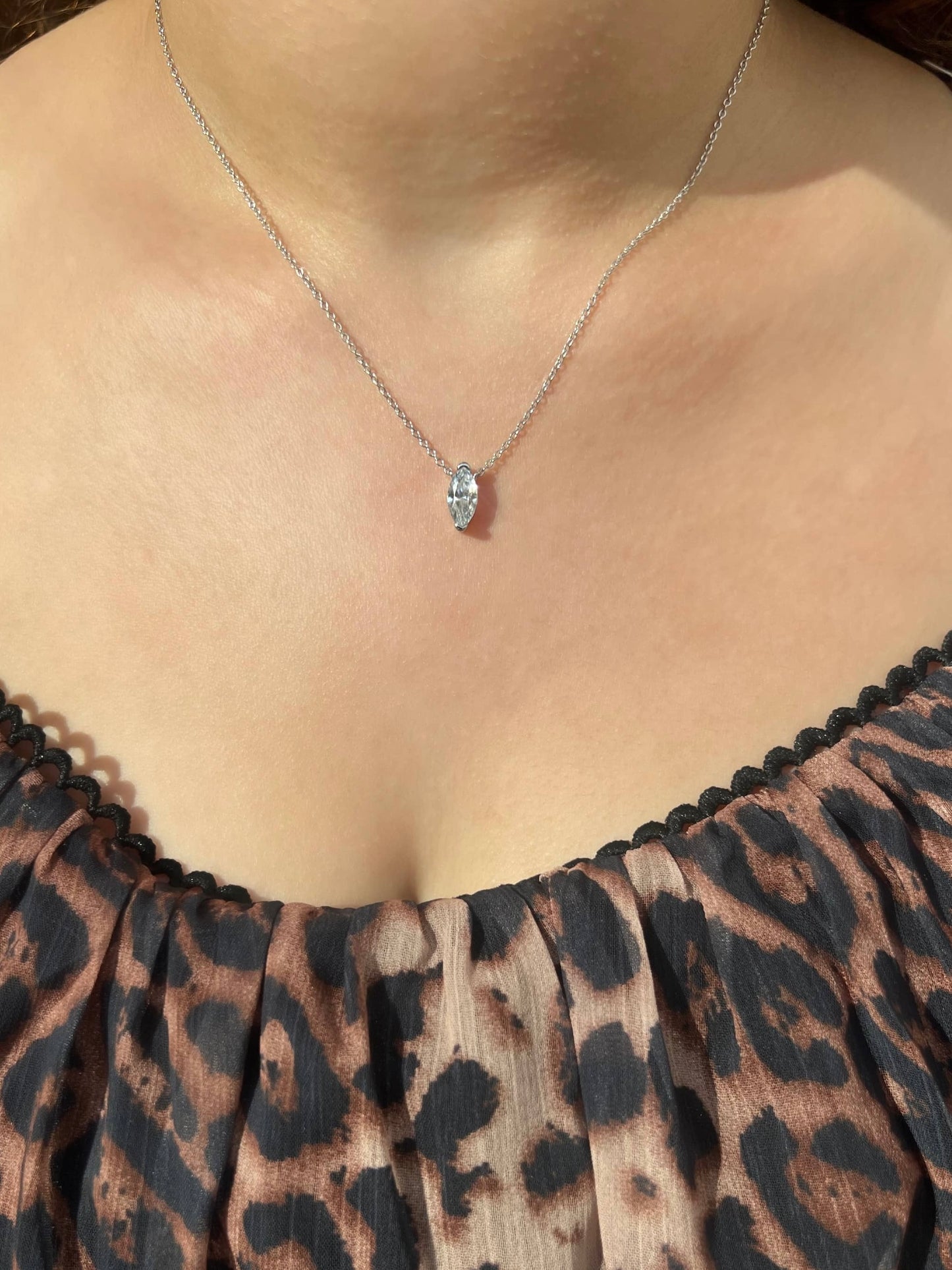 Ava Marquise Cut Sterling Silver Pendant Necklace