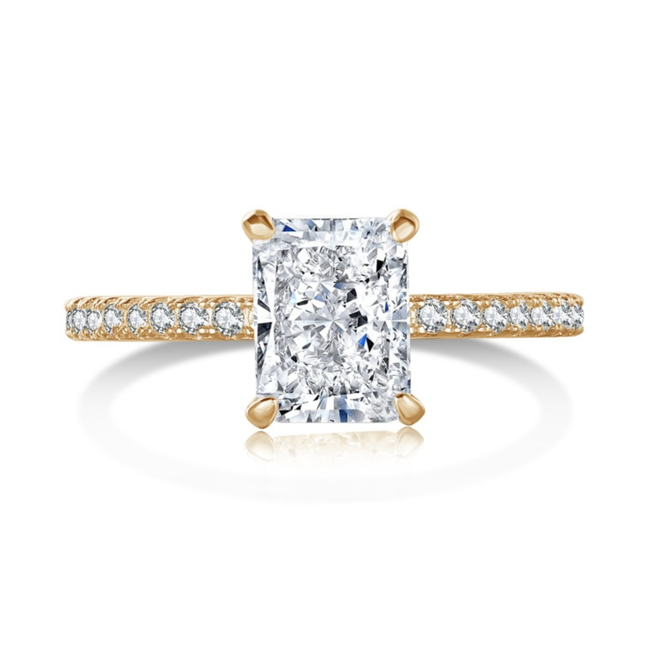 Mini Cecilia Radiant Cut Sterling Silver Ring- Gold (Pre-Order)