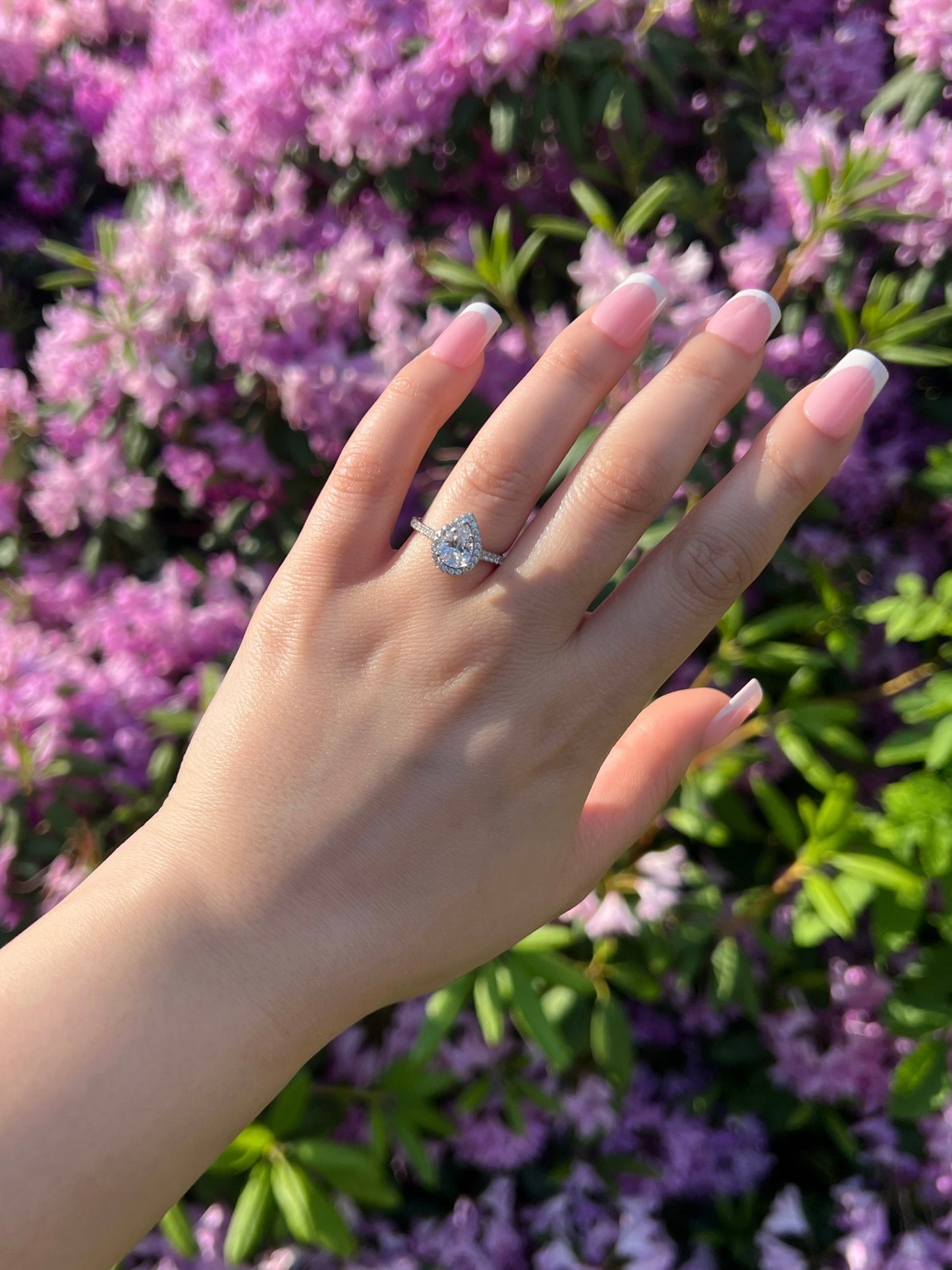 Aurelia Pear Cut Sterling Silver Halo Ring