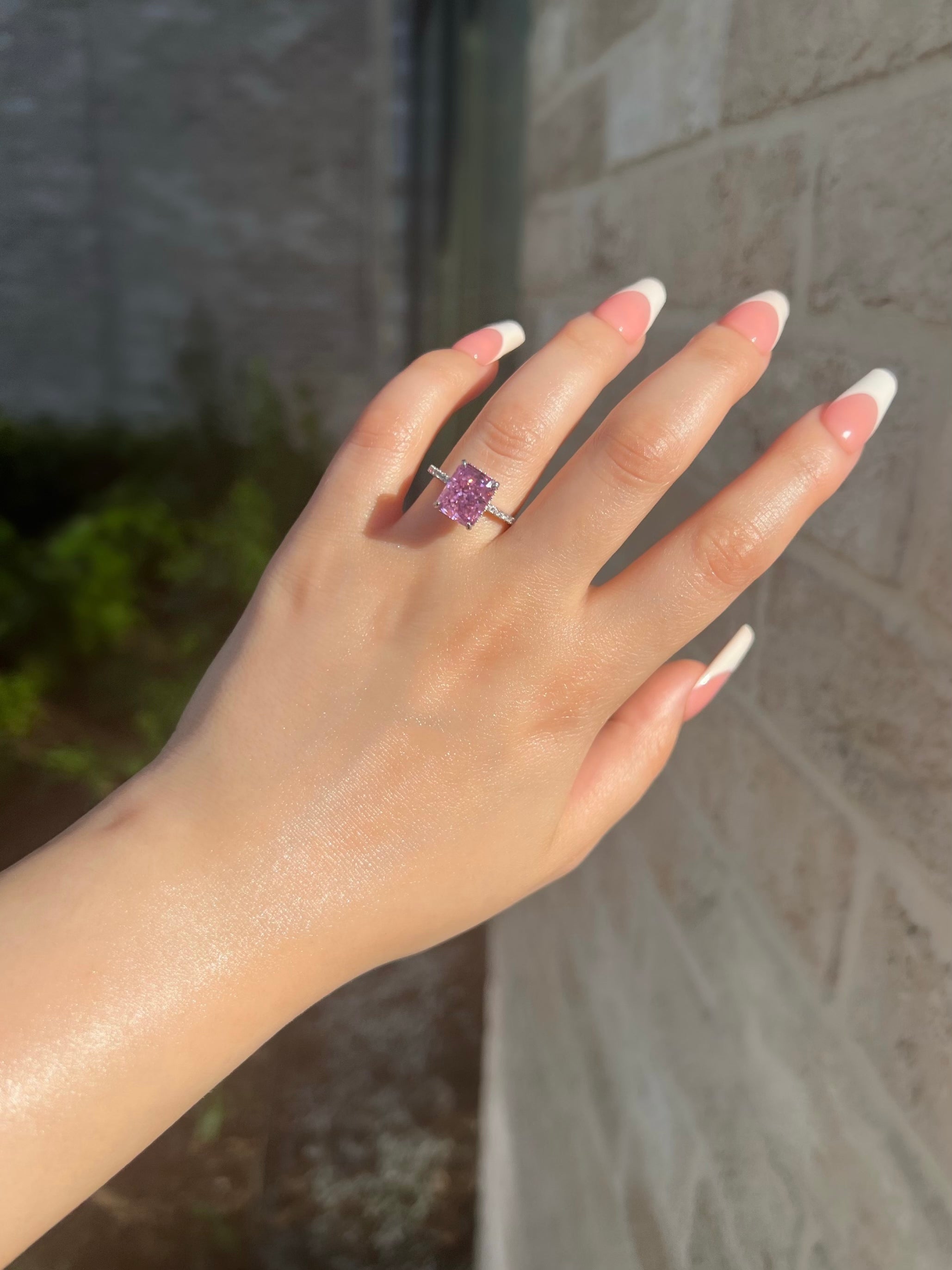 Cecilia Radiant Cut Sterling Silver Ring- Mulberry